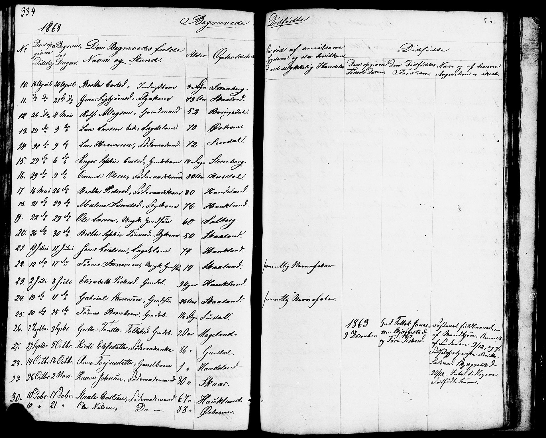 Lund sokneprestkontor, AV/SAST-A-101809/S07/L0003: Parish register (copy) no. B 3, 1848-1885, p. 334