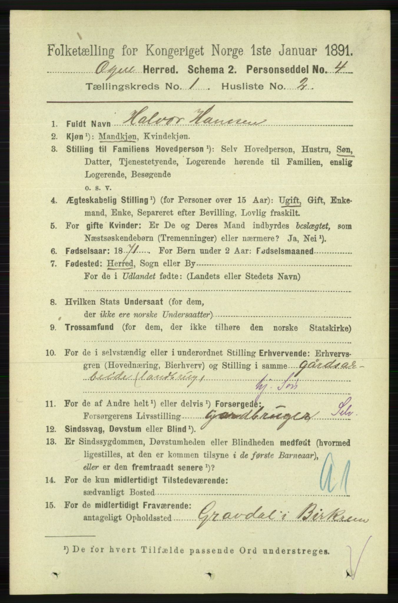 RA, 1891 census for 1117 Ogna, 1891, p. 117