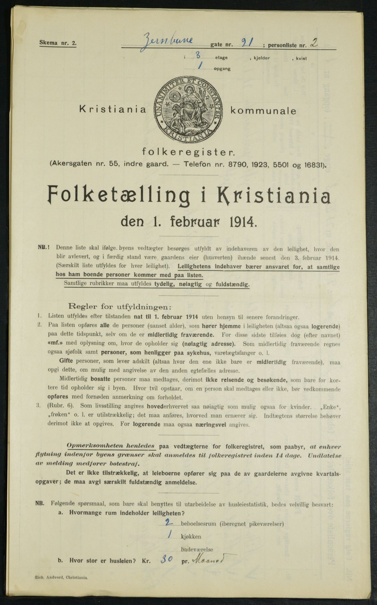 OBA, Municipal Census 1914 for Kristiania, 1914, p. 46893