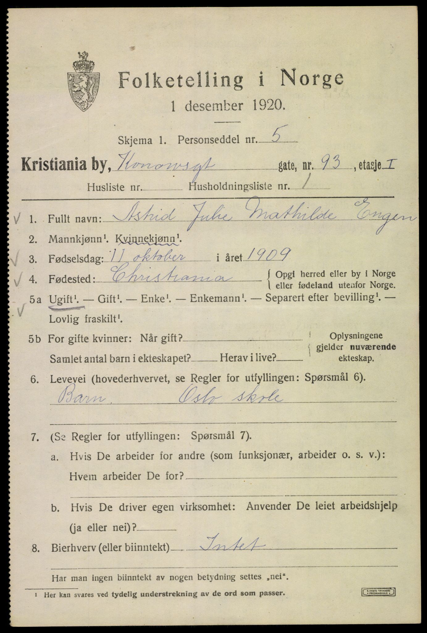 SAO, 1920 census for Kristiania, 1920, p. 349475