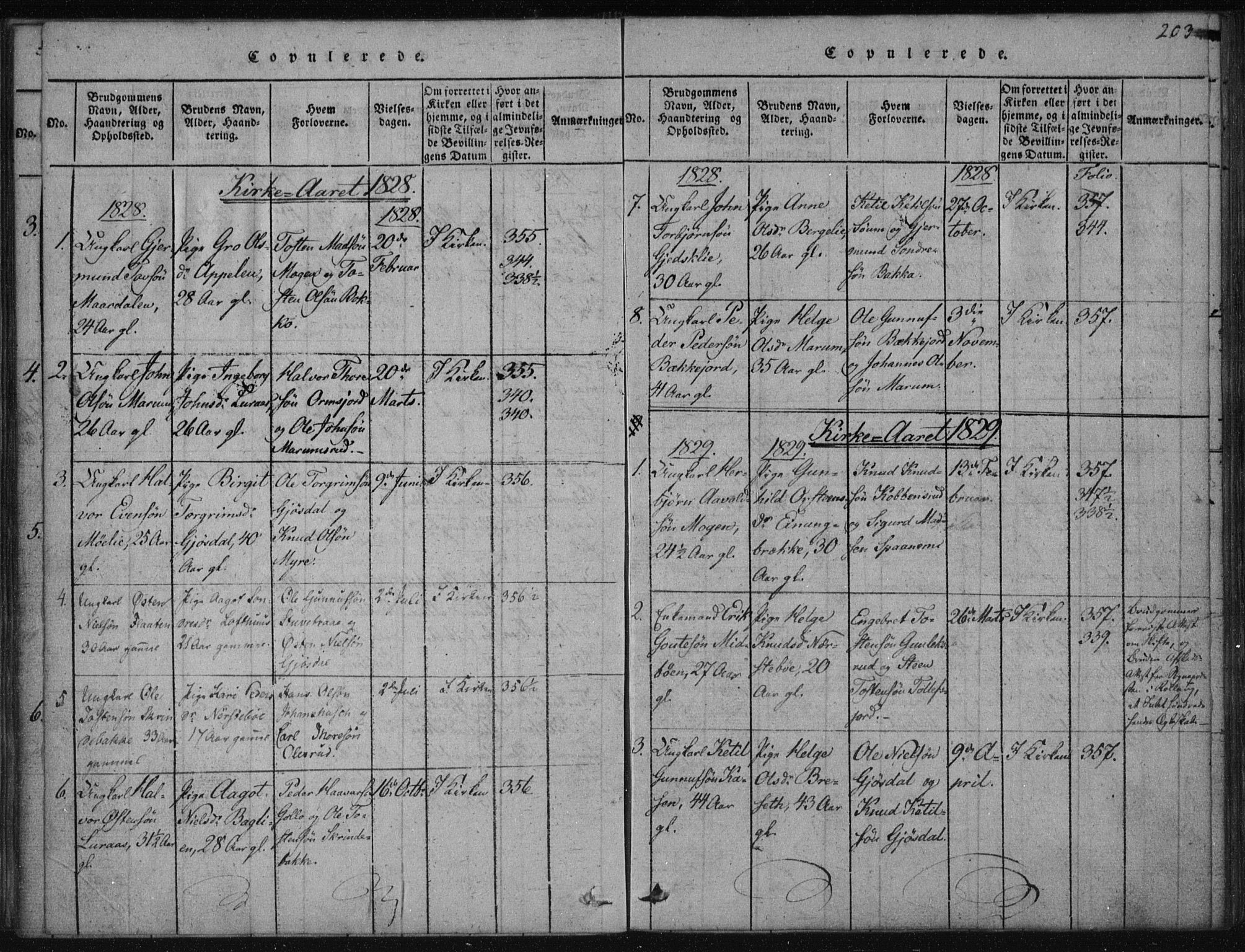 Tinn kirkebøker, AV/SAKO-A-308/F/Fa/L0004: Parish register (official) no. I 4, 1815-1843, p. 202b-203a