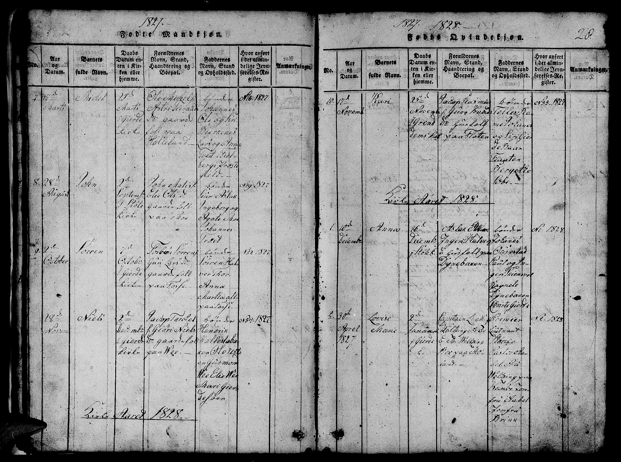 Etne sokneprestembete, SAB/A-75001/H/Hab: Parish register (copy) no. B 1, 1815-1850, p. 28
