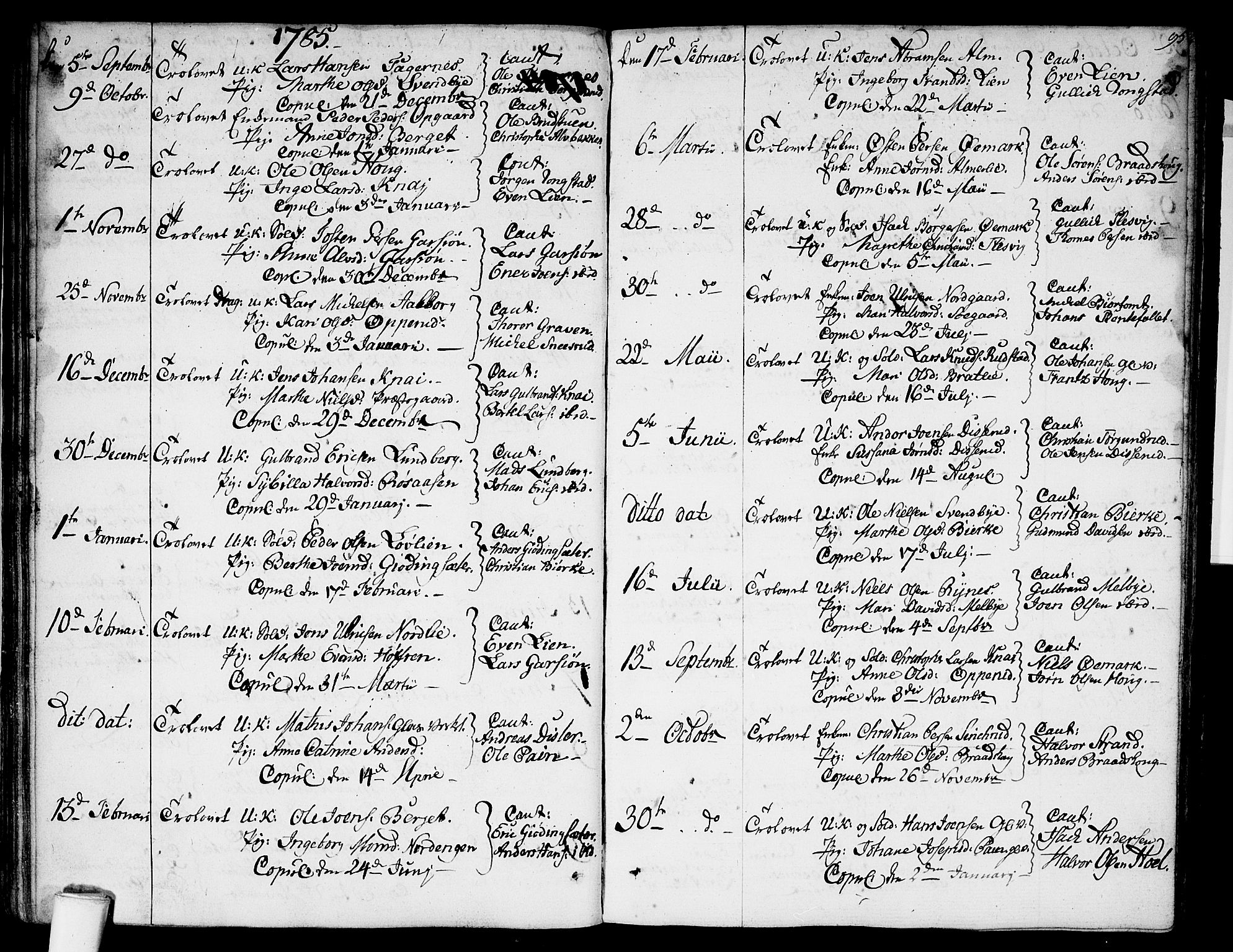 Hurdal prestekontor Kirkebøker, SAO/A-10889/F/Fa/L0001: Parish register (official) no. I 1, 1777-1812, p. 95