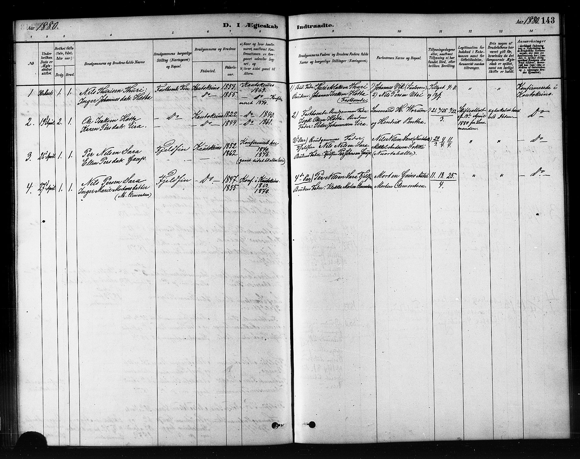 Kautokeino sokneprestembete, AV/SATØ-S-1340/H/Hb/L0002.klokk: Parish register (copy) no. 2, 1877-1896, p. 143