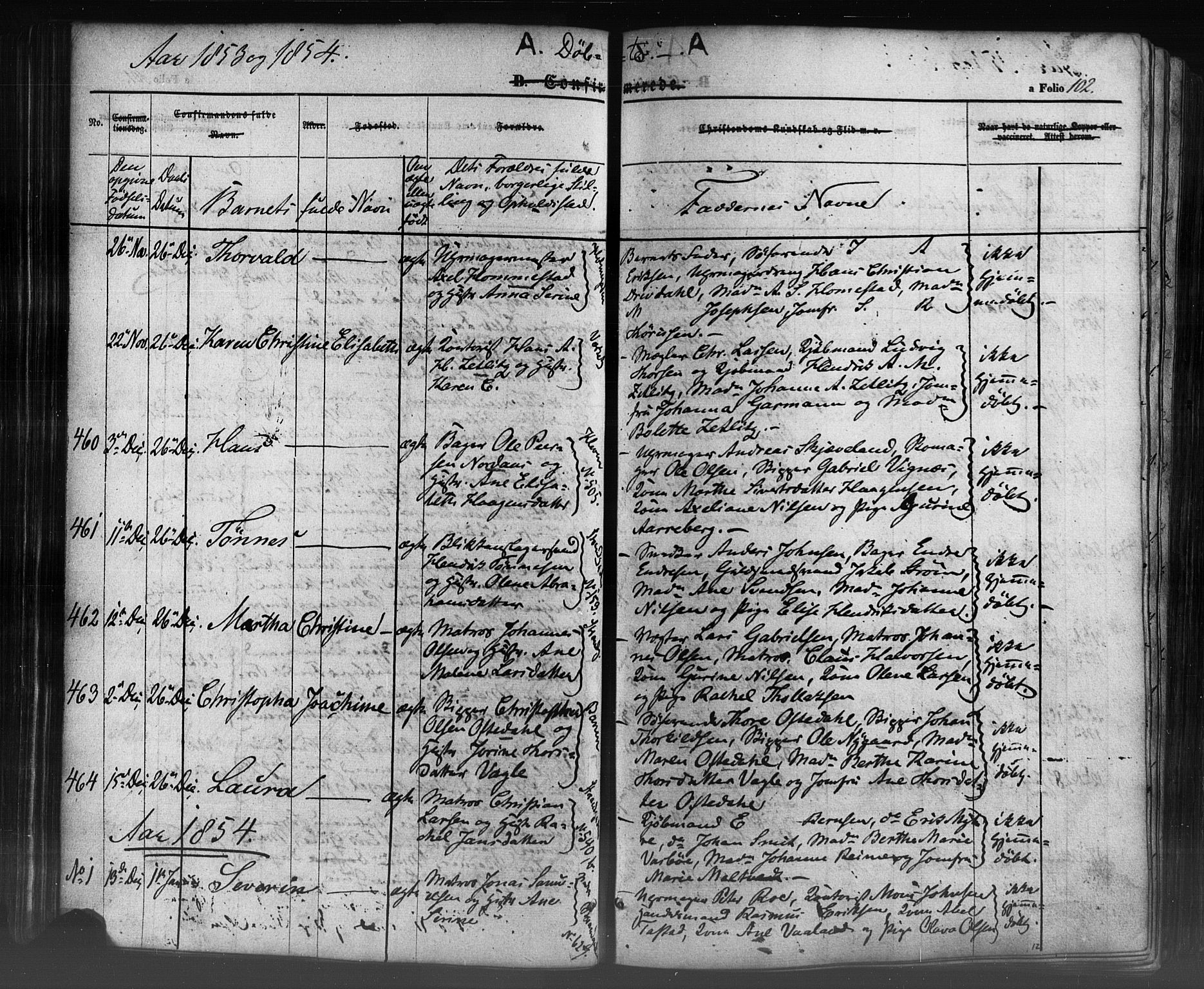 Domkirken sokneprestkontor, SAST/A-101812/001/30/30BB/L0009: Parish register (copy) no. B 9, 1850-1858, p. 102