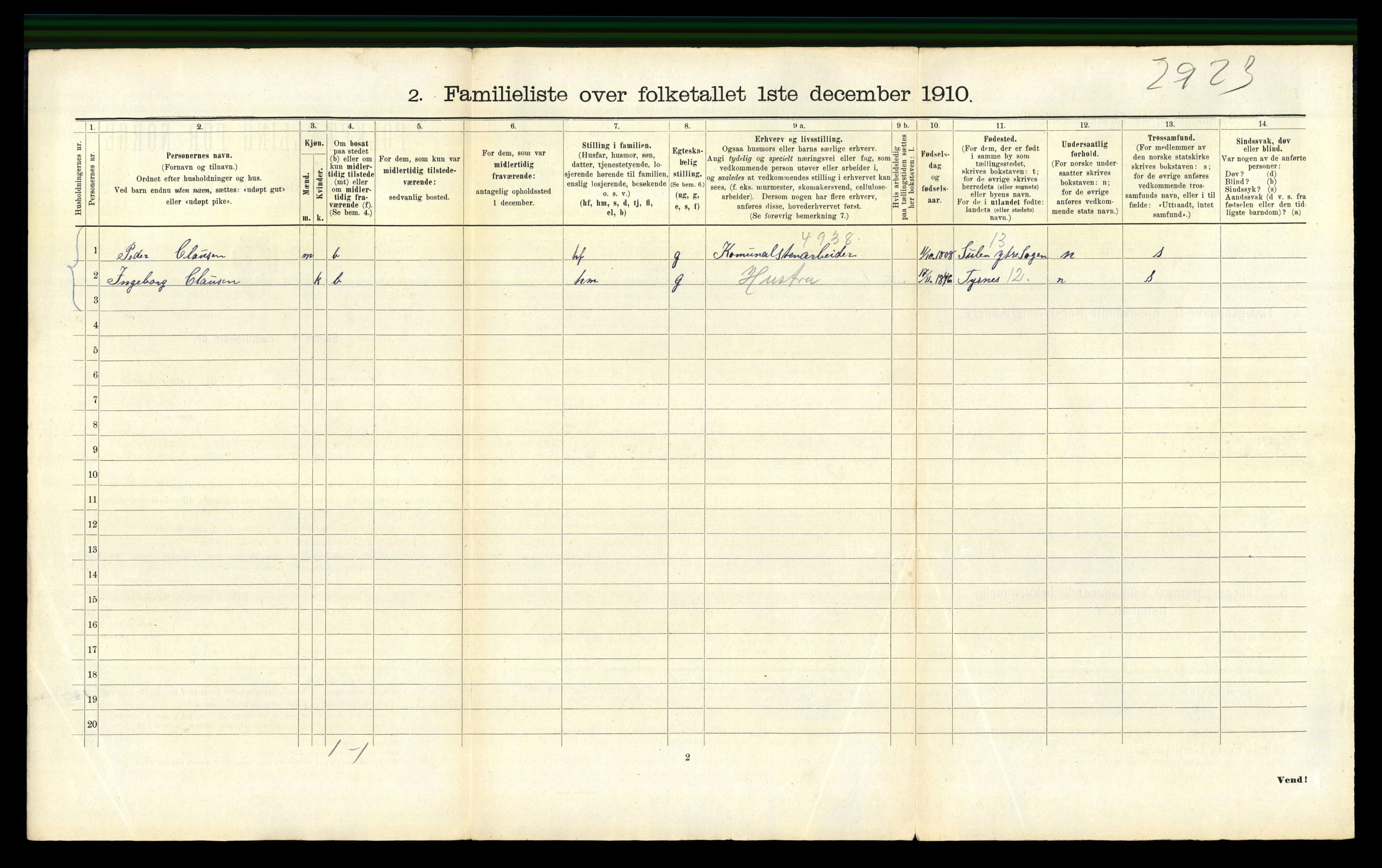 RA, 1910 census for Bergen, 1910, p. 43142