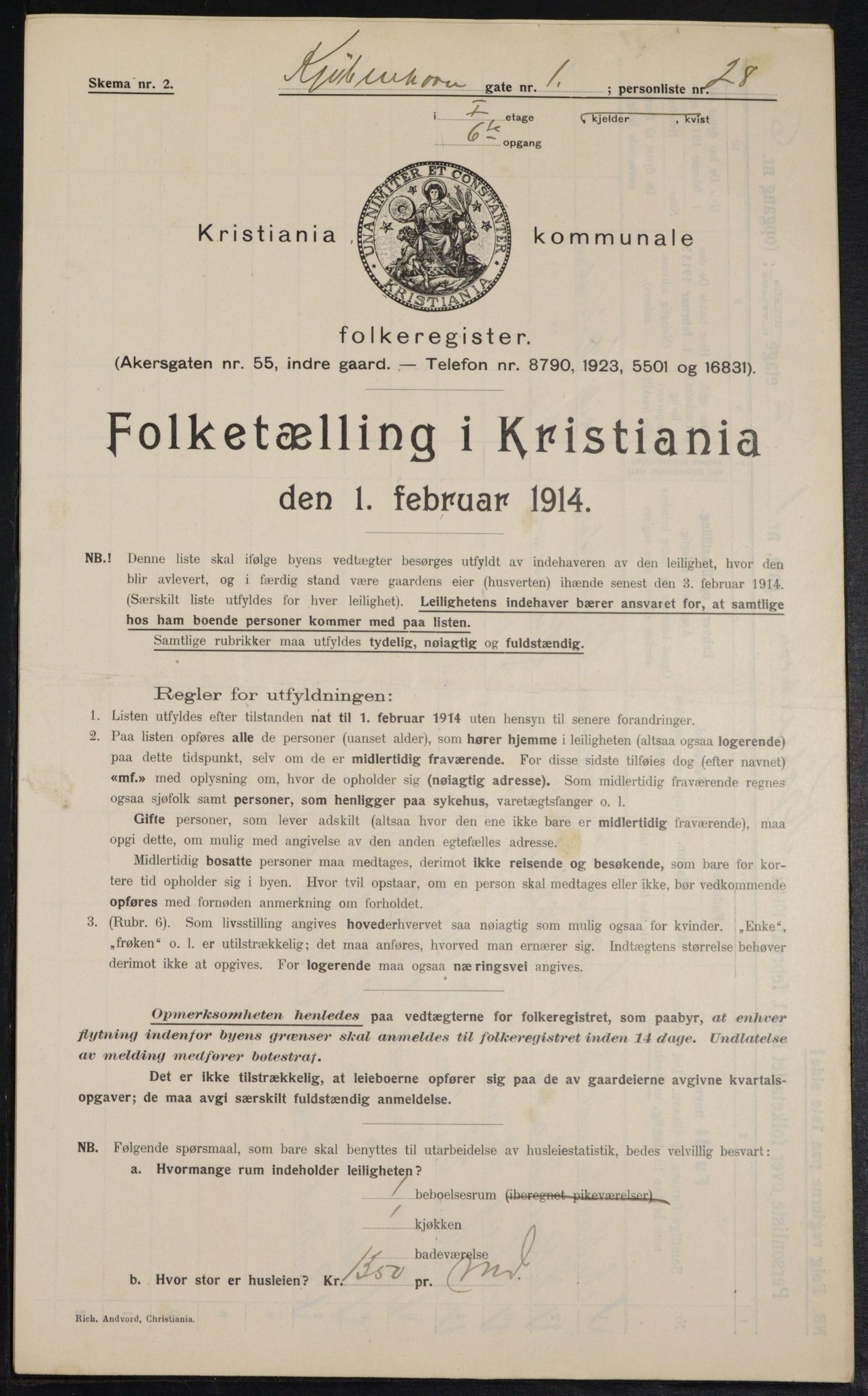 OBA, Municipal Census 1914 for Kristiania, 1914, p. 54925