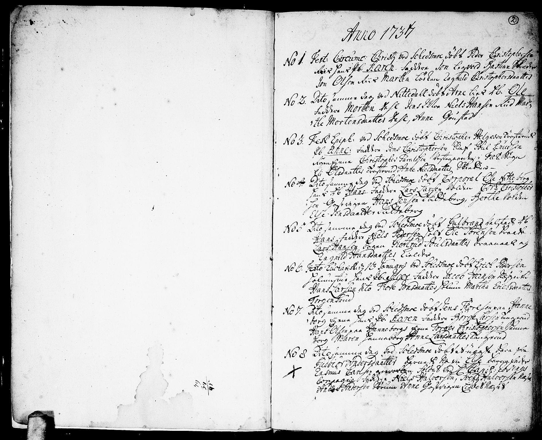 Skedsmo prestekontor Kirkebøker, SAO/A-10033a/F/Fa/L0003: Parish register (official) no. I 3, 1737-1759, p. 2