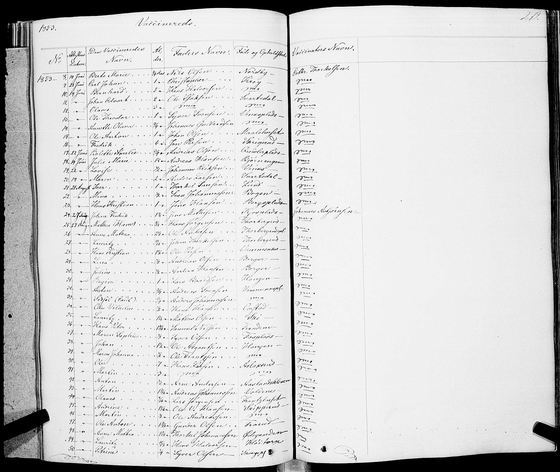 Skiptvet prestekontor Kirkebøker, AV/SAO-A-20009/F/Fa/L0006: Parish register (official) no. 6, 1839-1860, p. 279