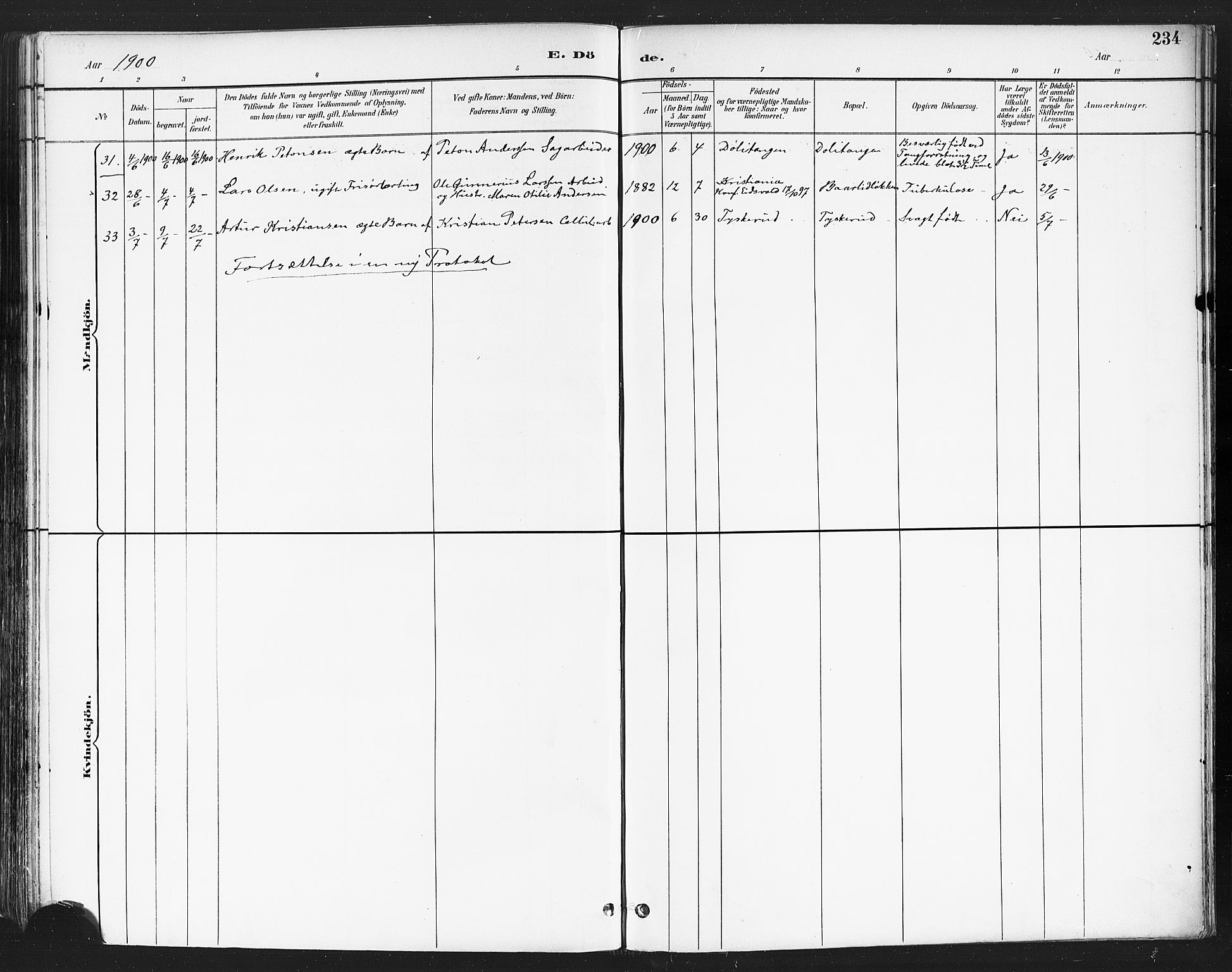 Eidsvoll prestekontor Kirkebøker, AV/SAO-A-10888/F/Fa/L0004: Parish register (official) no. I 4, 1891-1900, p. 234