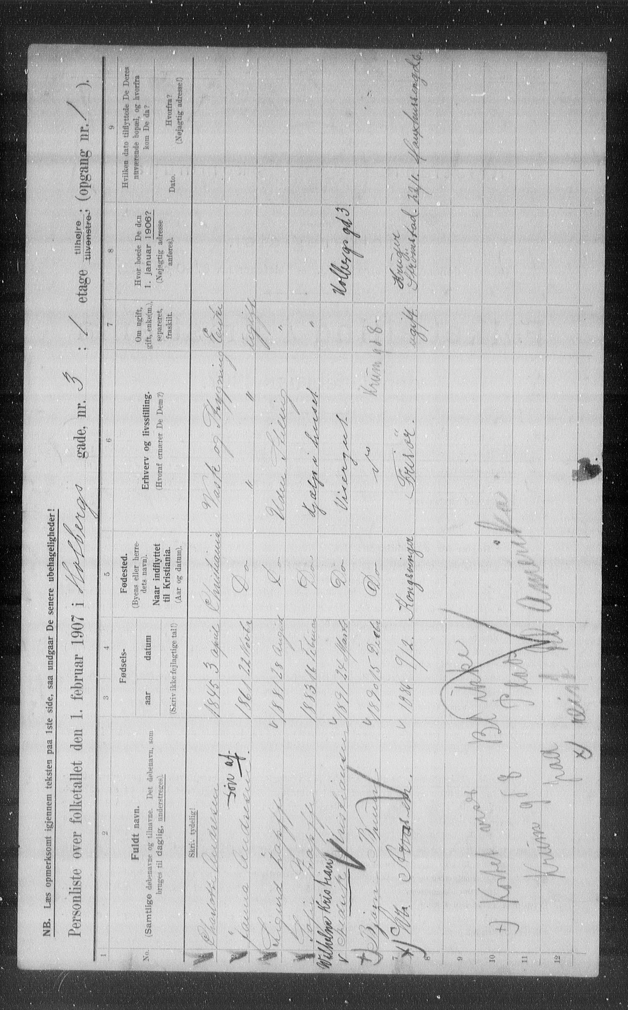 OBA, Municipal Census 1907 for Kristiania, 1907, p. 20681