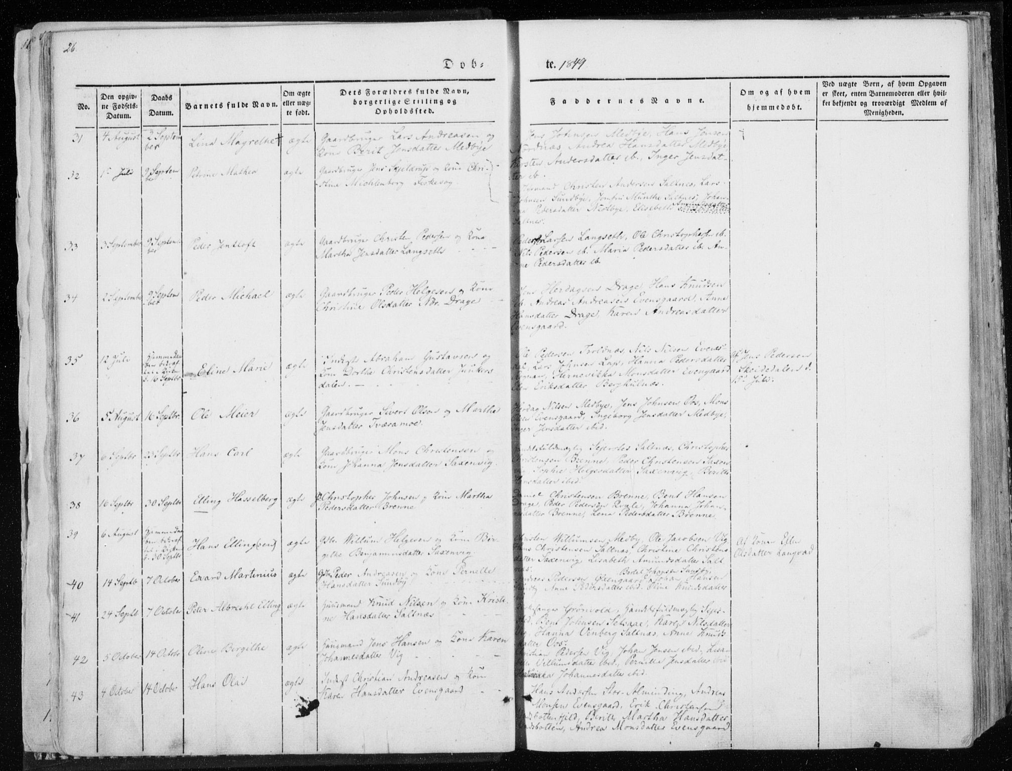 Ministerialprotokoller, klokkerbøker og fødselsregistre - Nordland, AV/SAT-A-1459/847/L0666: Parish register (official) no. 847A06, 1842-1871, p. 26