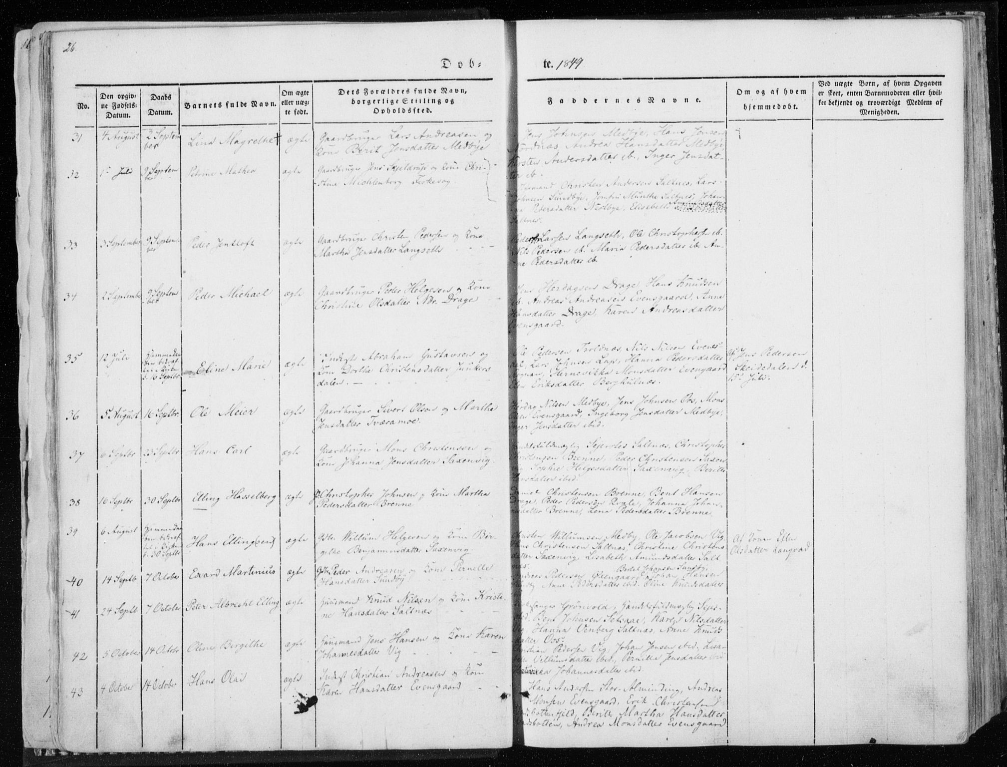 Ministerialprotokoller, klokkerbøker og fødselsregistre - Nordland, AV/SAT-A-1459/847/L0666: Parish register (official) no. 847A06, 1842-1871, p. 26