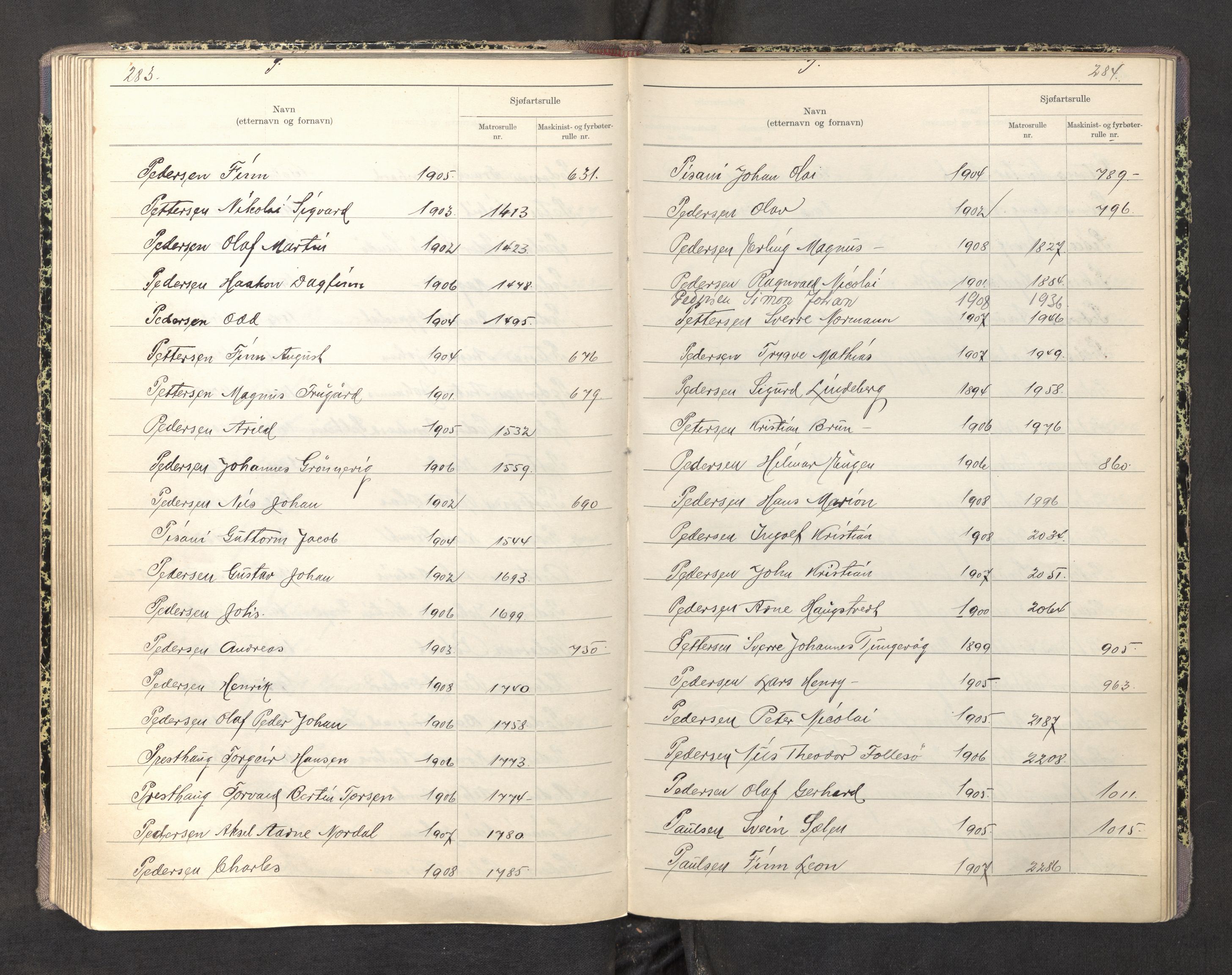 Innrulleringssjefen i Bergen, AV/SAB-A-100050/F/Fa/L0004: Register til sjøfartsrulle, Mønstringssjefen i Bergen, 1919-1948