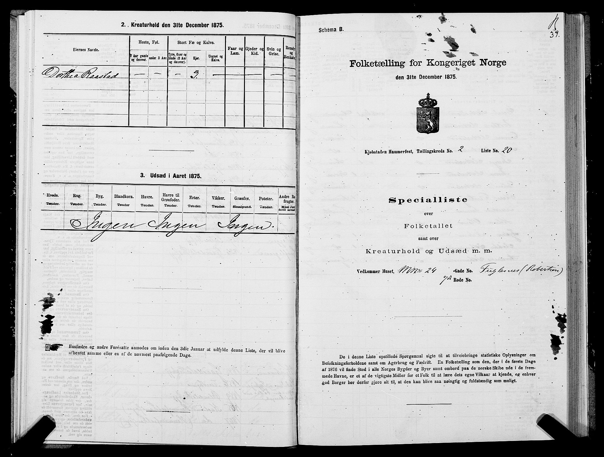 SATØ, 1875 census for 2001B Hammerfest/Hammerfest, 1875, p. 1039