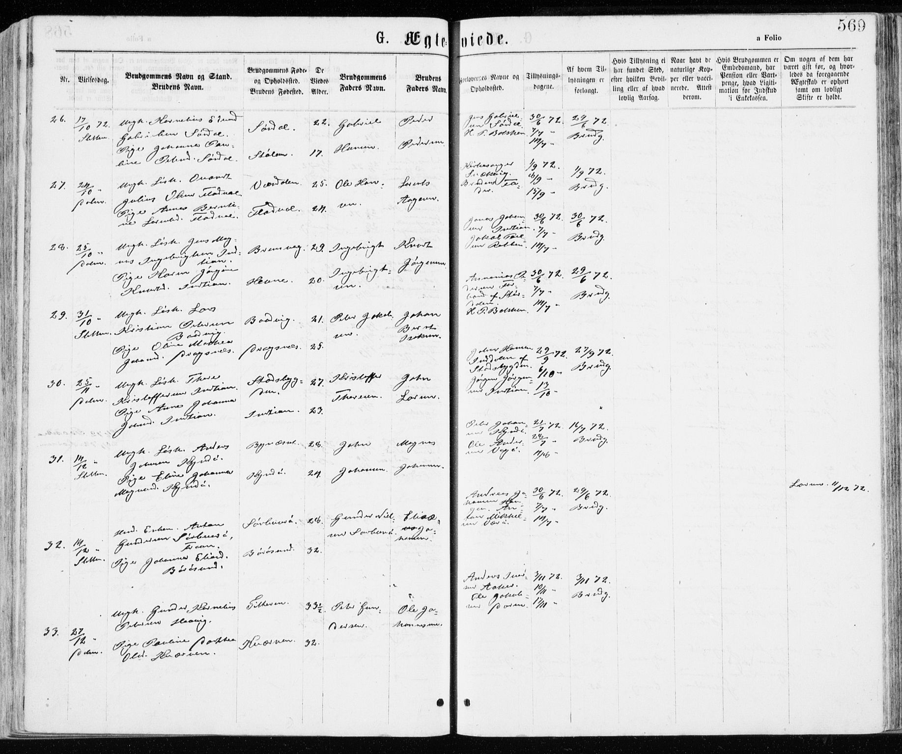 Ministerialprotokoller, klokkerbøker og fødselsregistre - Sør-Trøndelag, AV/SAT-A-1456/640/L0576: Parish register (official) no. 640A01, 1846-1876, p. 569