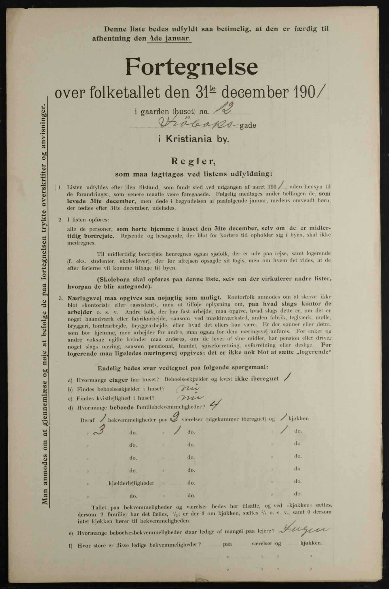 OBA, Municipal Census 1901 for Kristiania, 1901, p. 2833