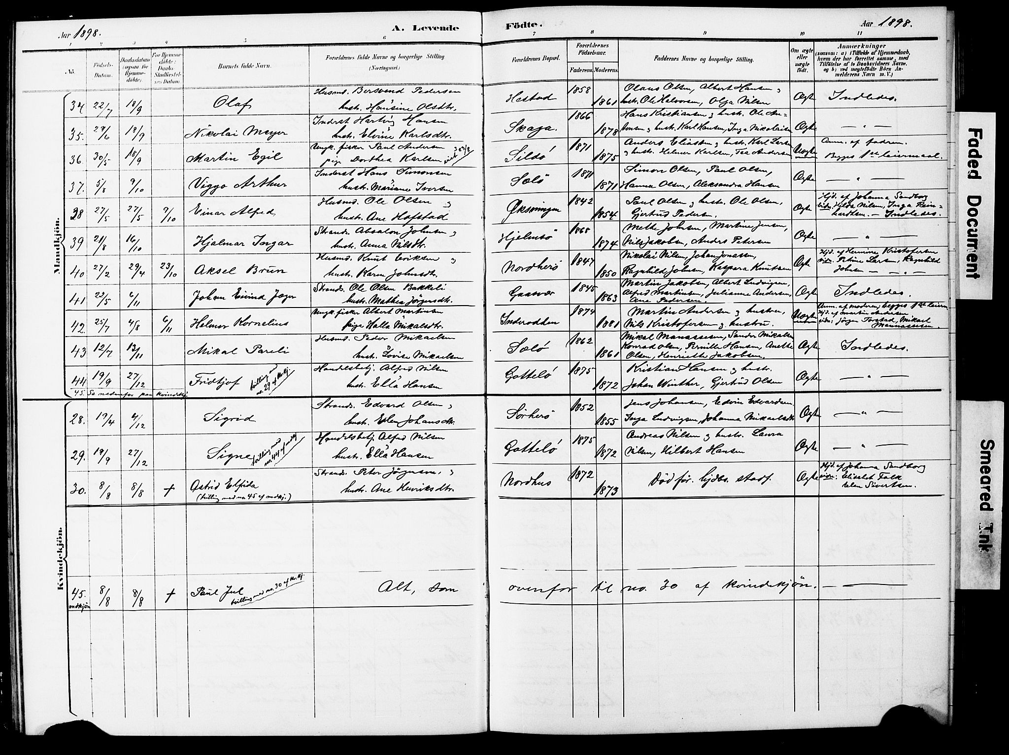 Ministerialprotokoller, klokkerbøker og fødselsregistre - Nordland, SAT/A-1459/834/L0514: Parish register (copy) no. 834C05, 1893-1901