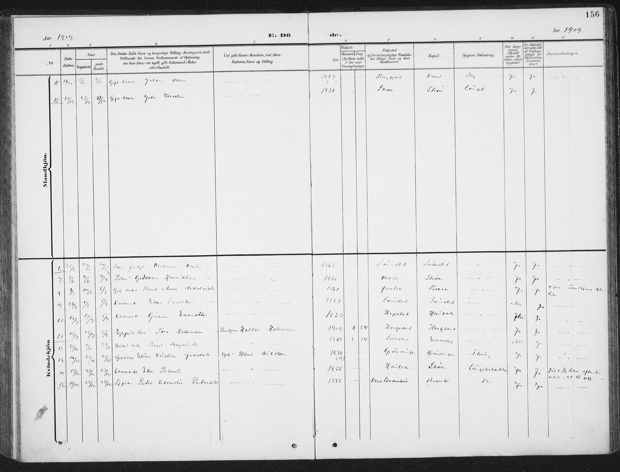 Ministerialprotokoller, klokkerbøker og fødselsregistre - Sør-Trøndelag, AV/SAT-A-1456/657/L0709: Parish register (official) no. 657A10, 1905-1919, p. 156