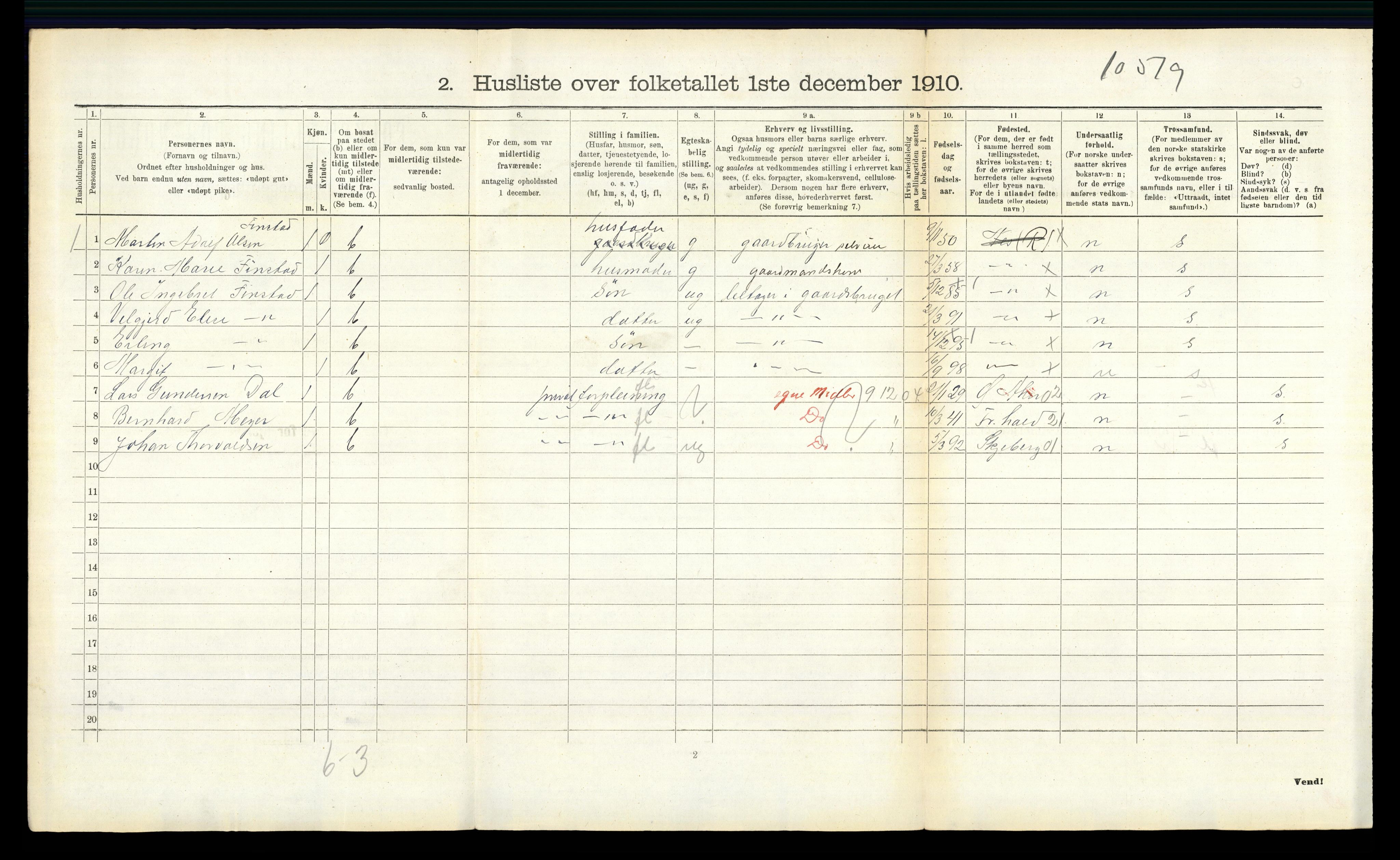 RA, 1910 census for Nes, 1910, p. 385