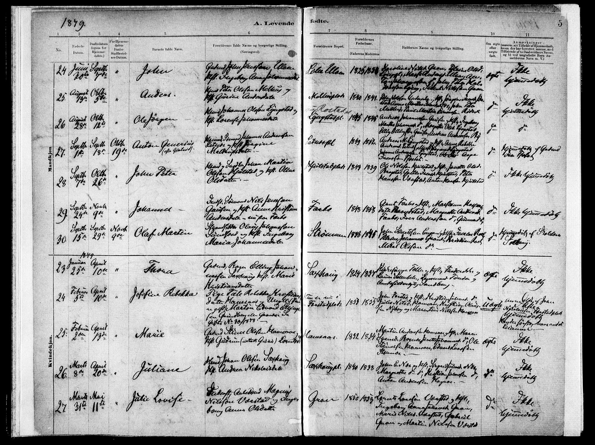 Ministerialprotokoller, klokkerbøker og fødselsregistre - Nord-Trøndelag, SAT/A-1458/730/L0285: Parish register (official) no. 730A10, 1879-1914, p. 5