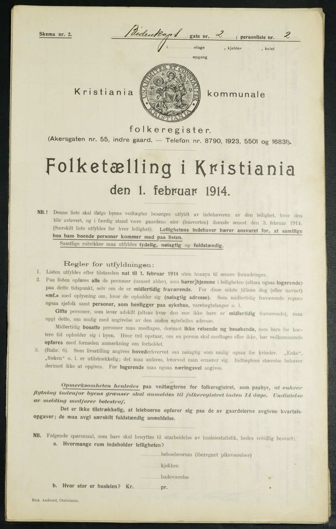 OBA, Municipal Census 1914 for Kristiania, 1914, p. 4736