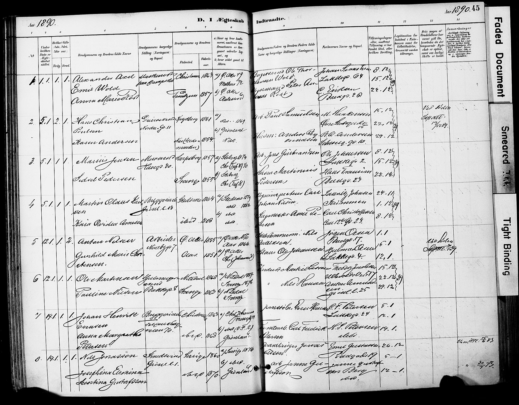 Grønland prestekontor Kirkebøker, SAO/A-10848/F/Fa/L0013: Parish register (official) no. 13, 1887-1906, p. 45