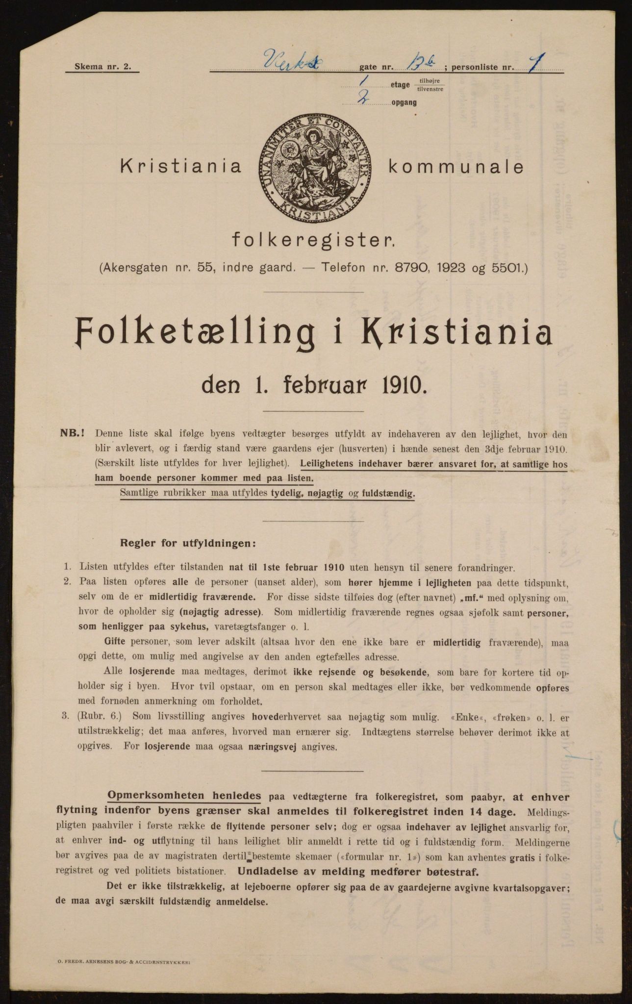 OBA, Municipal Census 1910 for Kristiania, 1910, p. 115601