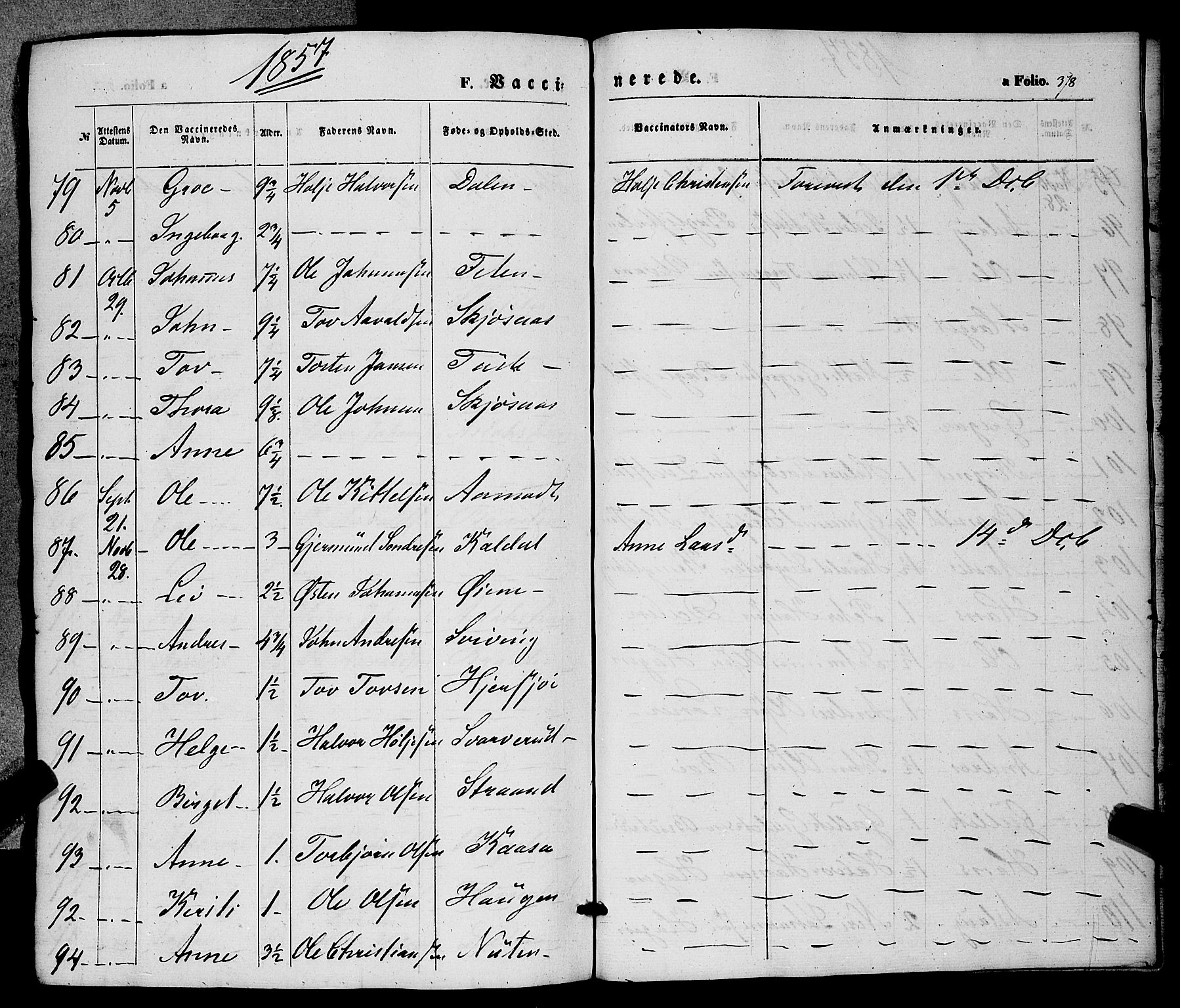 Hjartdal kirkebøker, AV/SAKO-A-270/F/Fa/L0008: Parish register (official) no. I 8, 1844-1859, p. 378