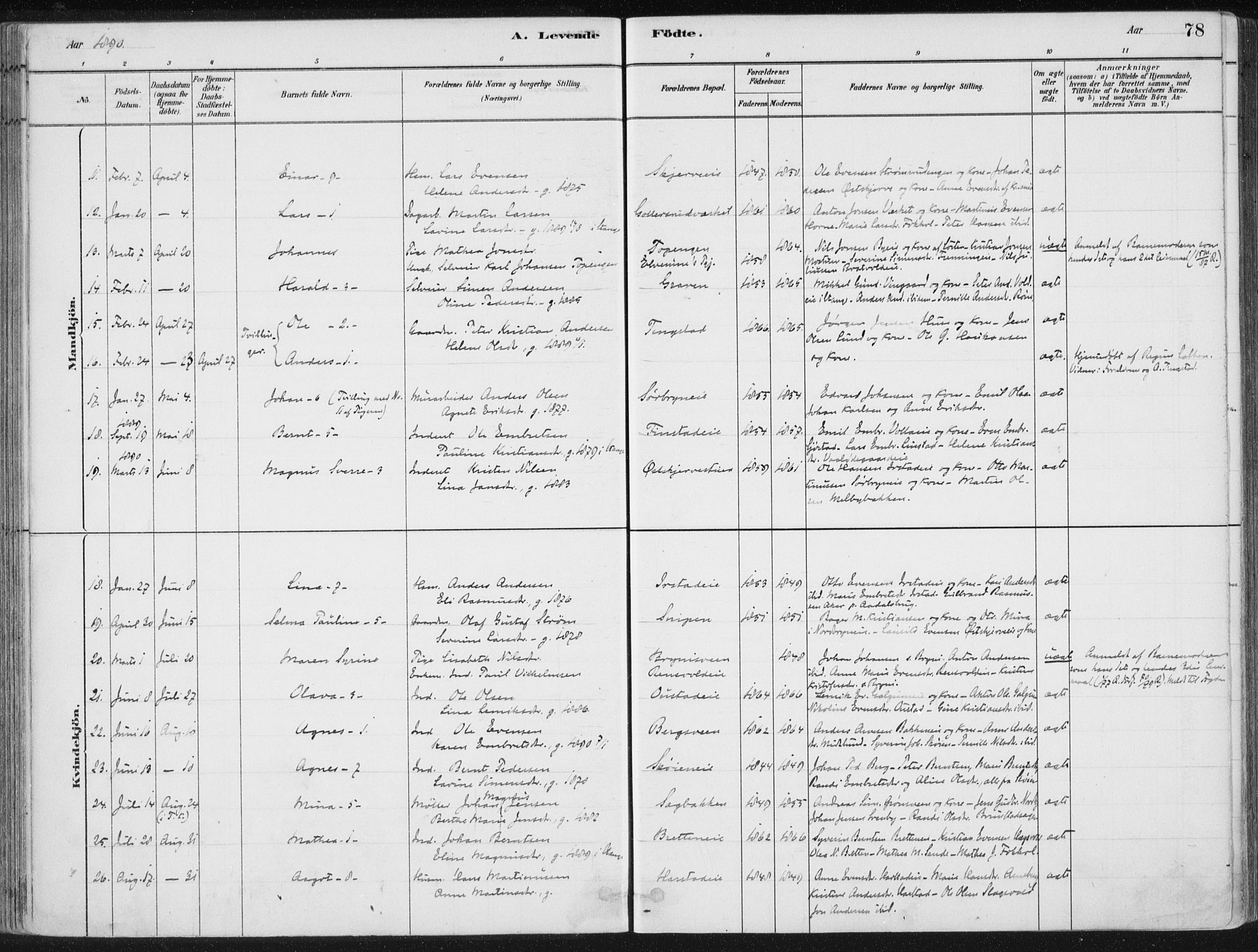 Romedal prestekontor, AV/SAH-PREST-004/K/L0010: Parish register (official) no. 10, 1880-1895, p. 78