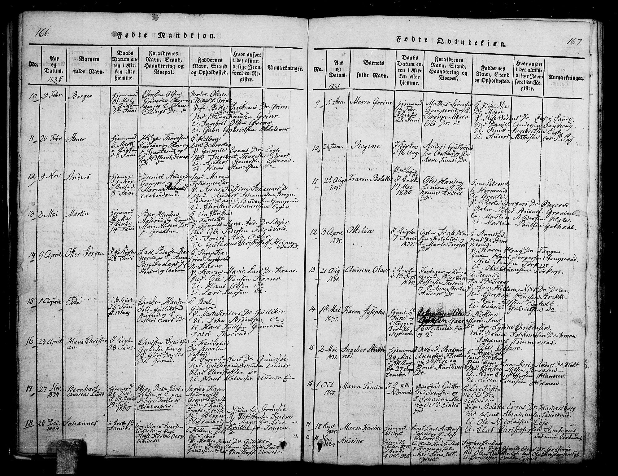 Skoger kirkebøker, AV/SAKO-A-59/G/Ga/L0001: Parish register (copy) no. I 1, 1814-1845, p. 166-167