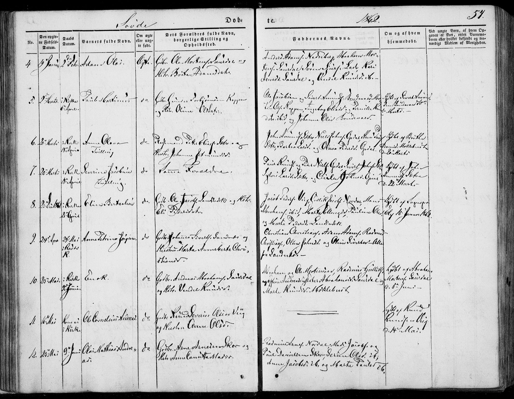 Ministerialprotokoller, klokkerbøker og fødselsregistre - Møre og Romsdal, AV/SAT-A-1454/502/L0023: Parish register (official) no. 502A01, 1844-1873, p. 54