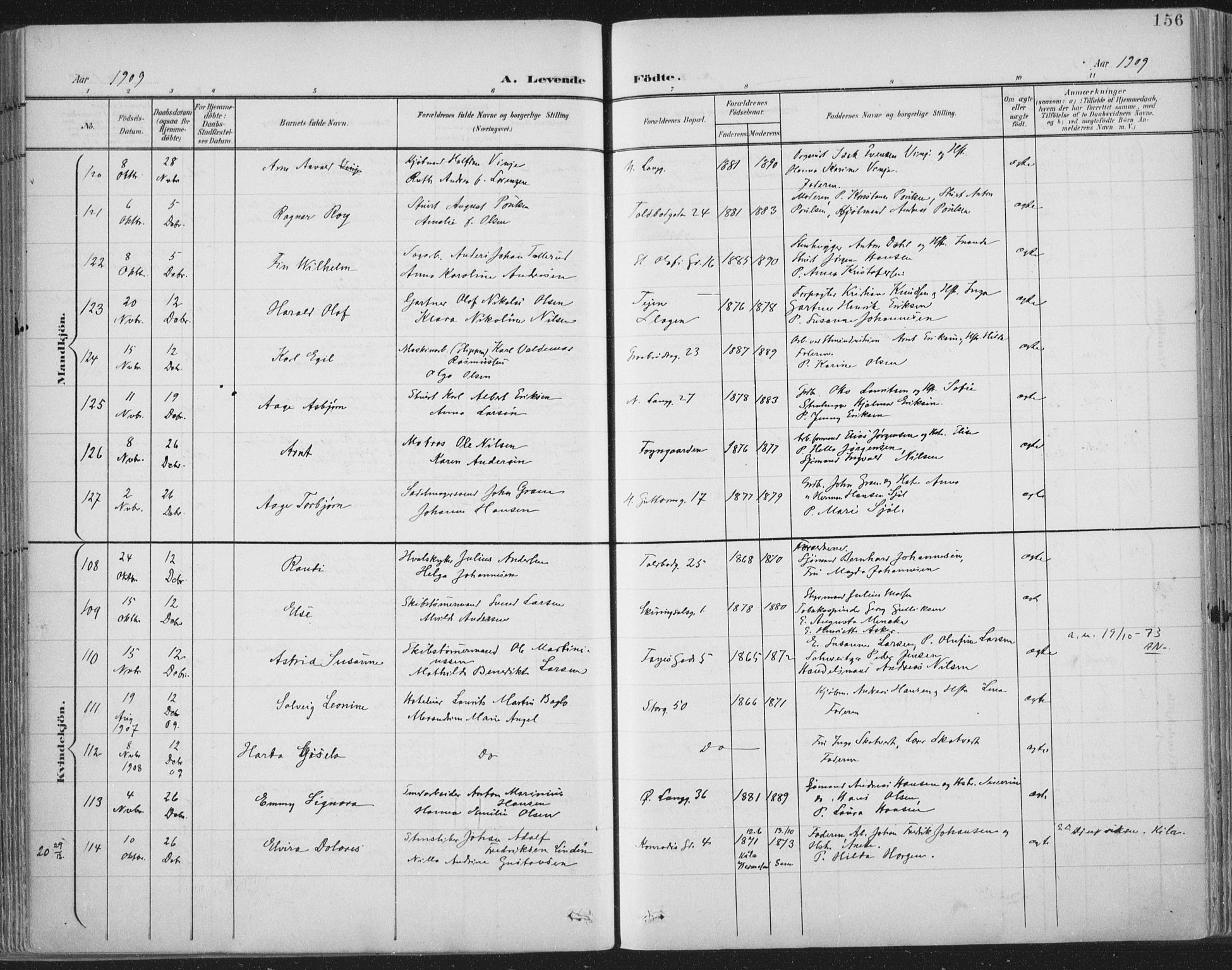 Tønsberg kirkebøker, AV/SAKO-A-330/F/Fa/L0014: Parish register (official) no. I 14, 1900-1913, p. 156