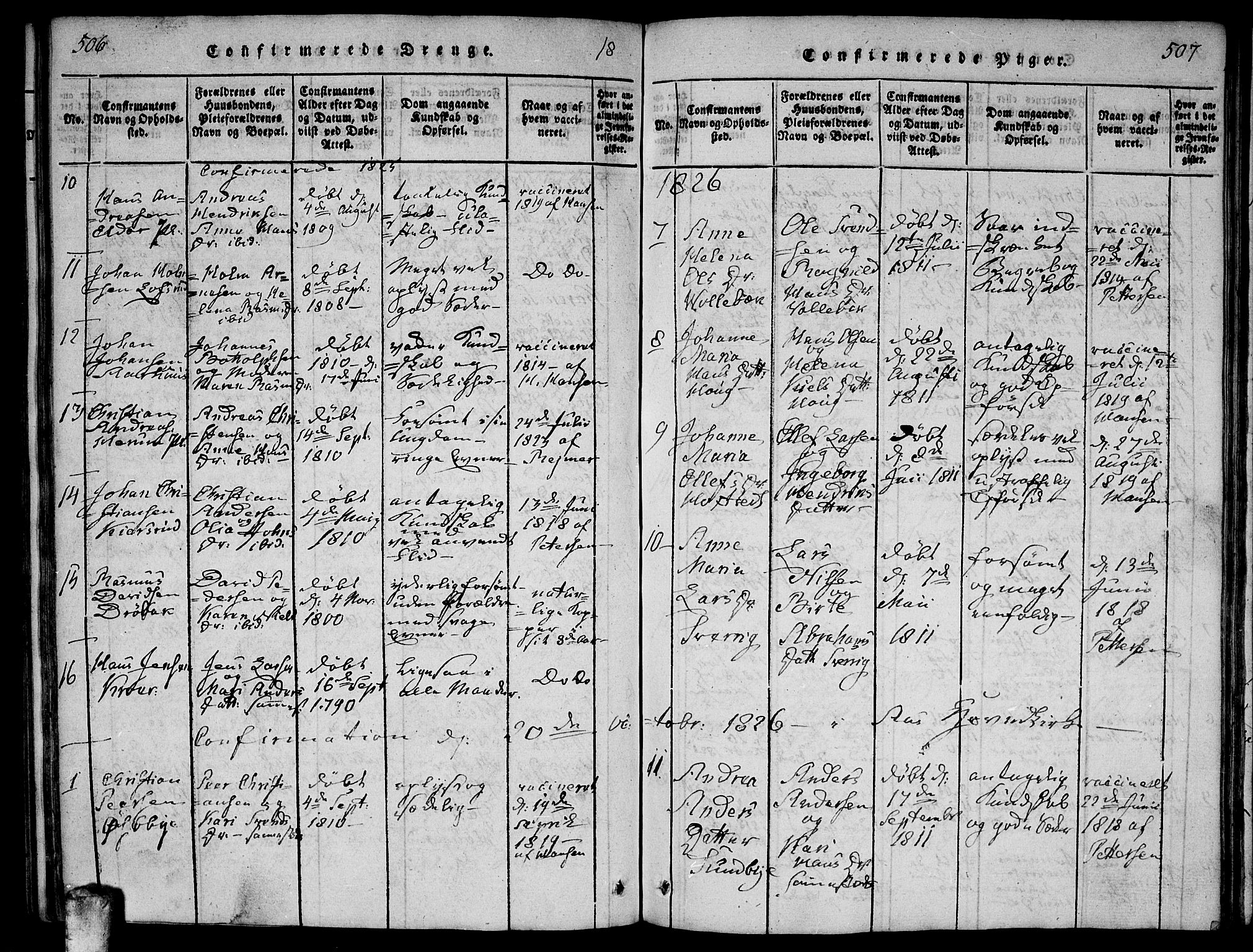 Ås prestekontor Kirkebøker, AV/SAO-A-10894/F/Fa/L0004: Parish register (official) no. I 4, 1818-1826, p. 506-507