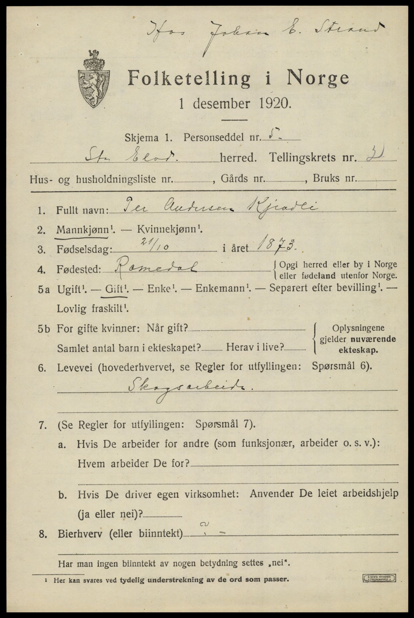 SAH, 1920 census for Stor-Elvdal, 1920, p. 2788