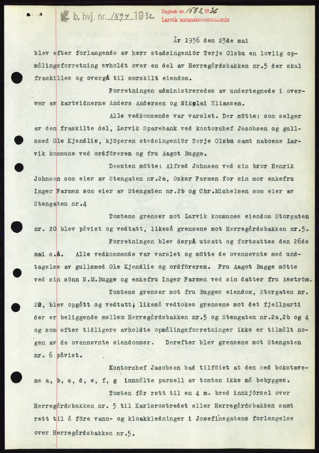 Larvik sorenskriveri, SAKO/A-83/G/Ga/Gab/L0067: Mortgage book no. A-1, 1936-1937, Diary no: : 1582/1936