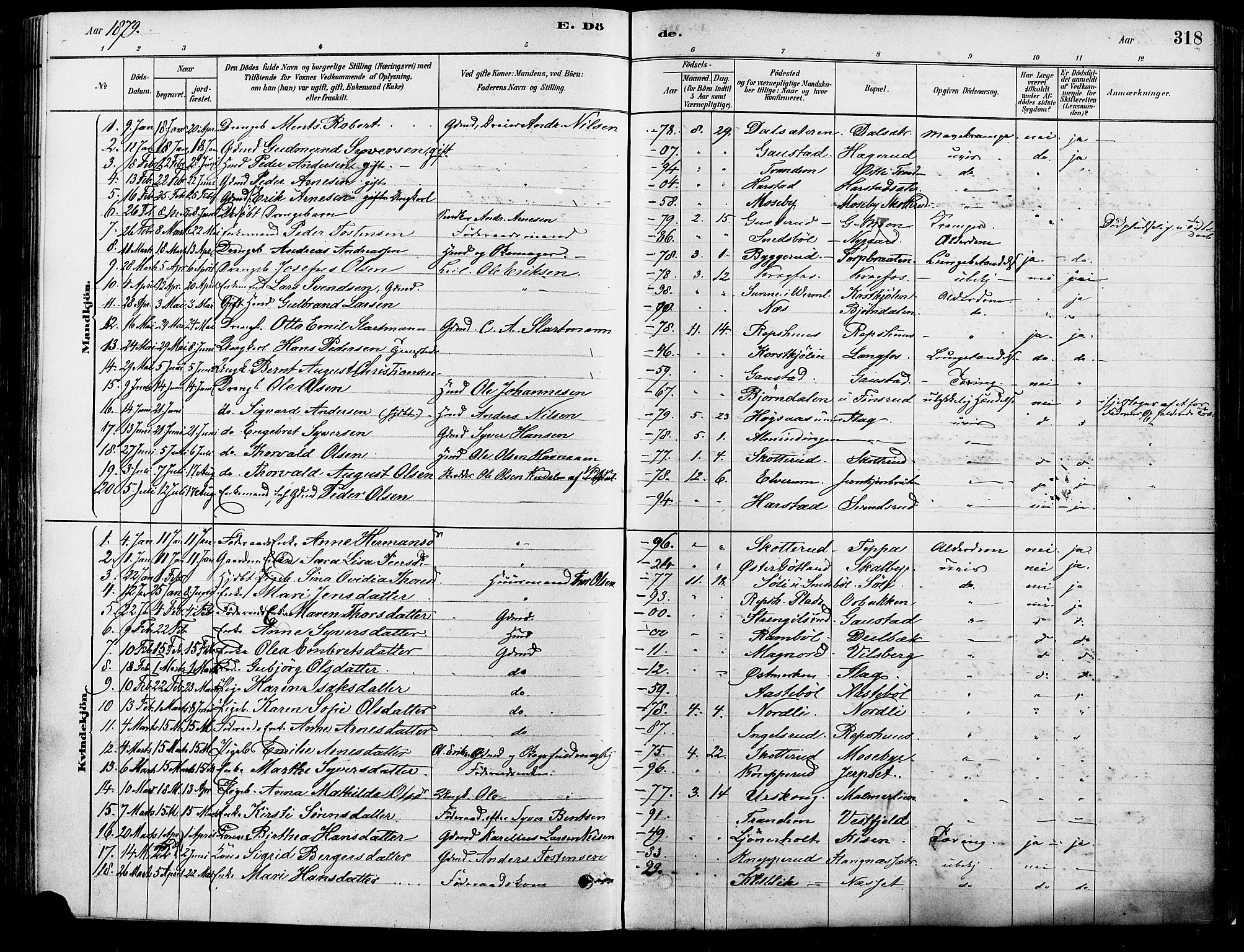 Eidskog prestekontor, AV/SAH-PREST-026/H/Ha/Haa/L0003: Parish register (official) no. 3, 1879-1892, p. 318