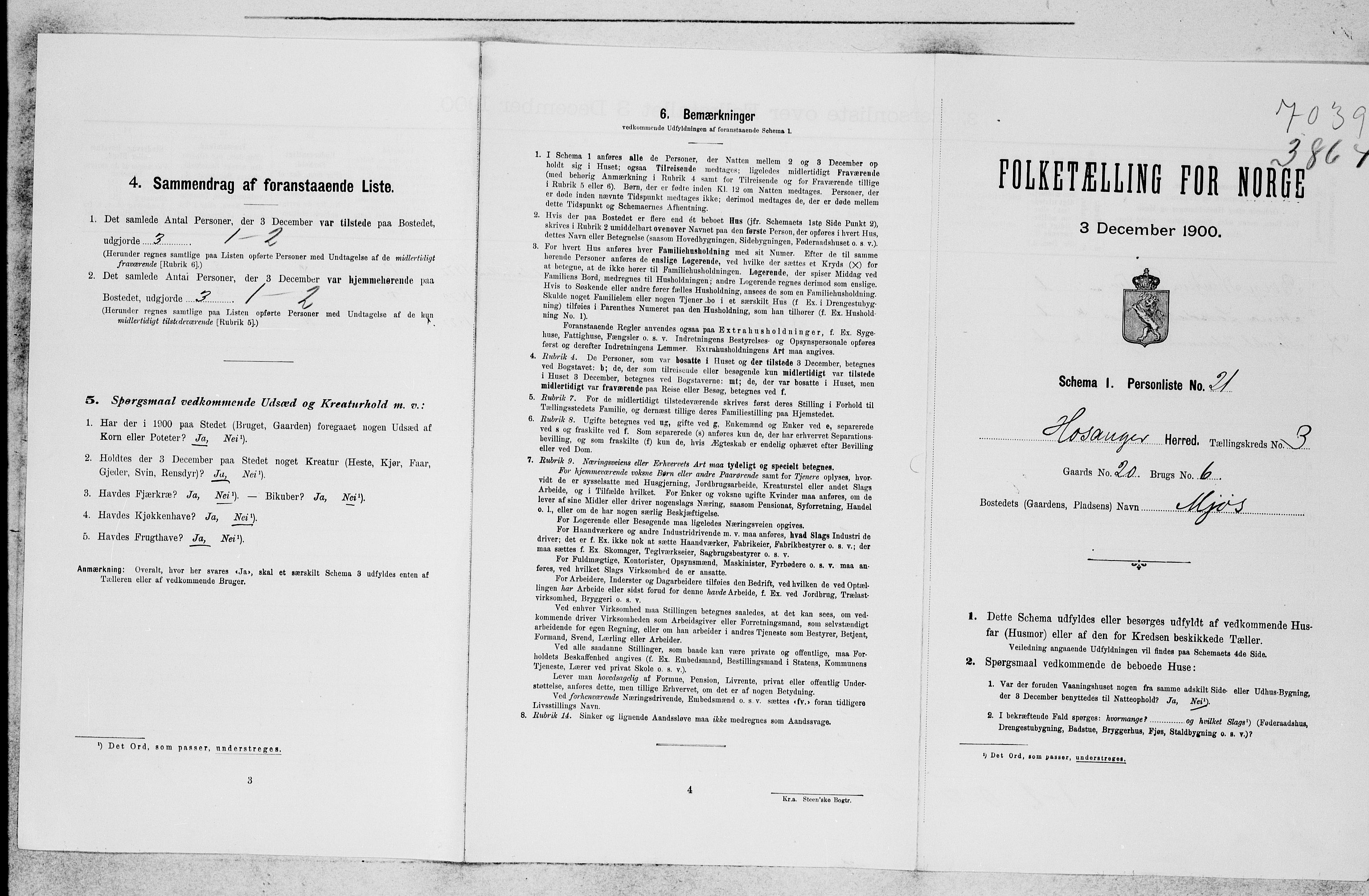 SAB, 1900 census for Hosanger, 1900, p. 50