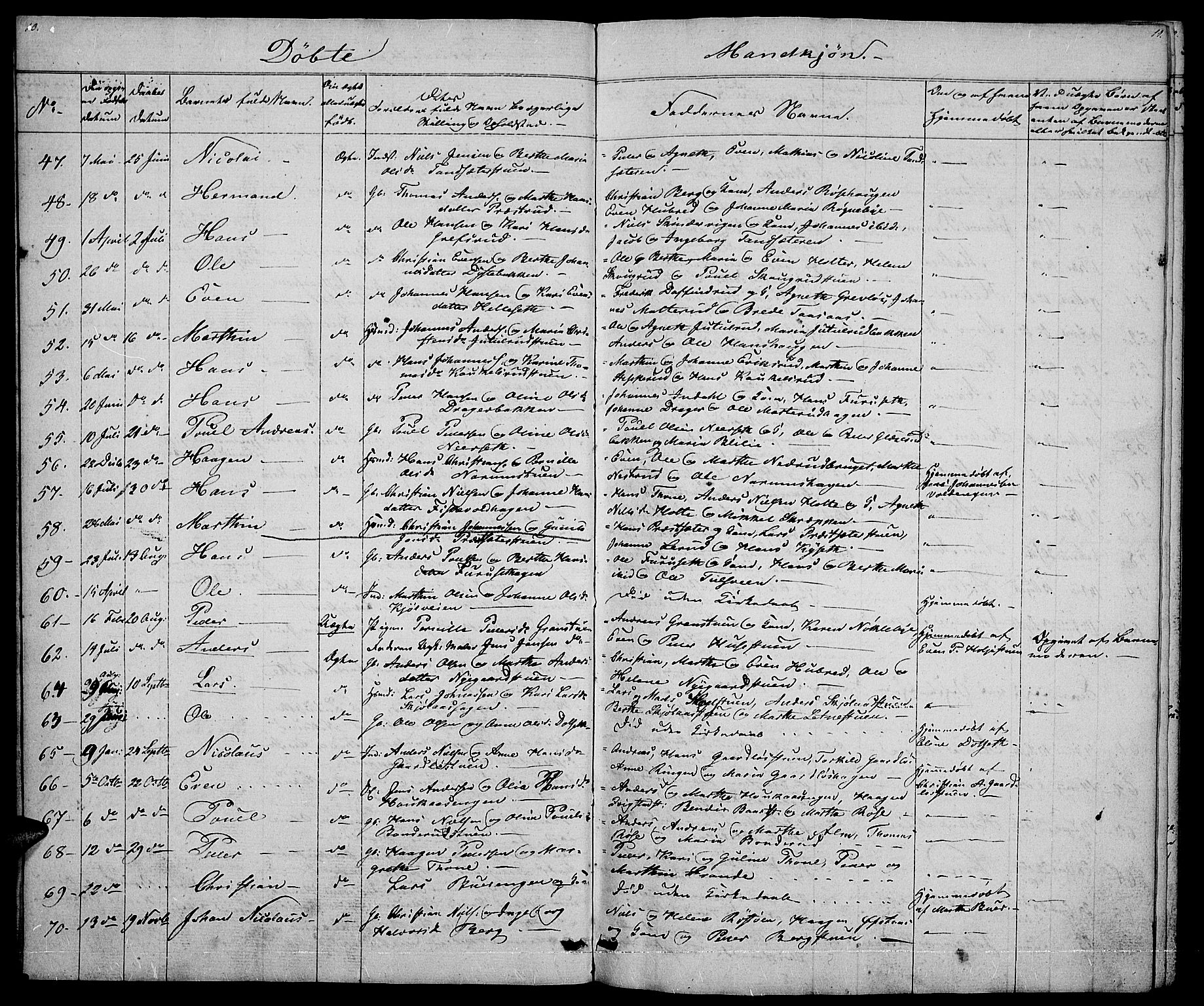 Vestre Toten prestekontor, AV/SAH-PREST-108/H/Ha/Hab/L0002: Parish register (copy) no. 2, 1836-1848, p. 10-11