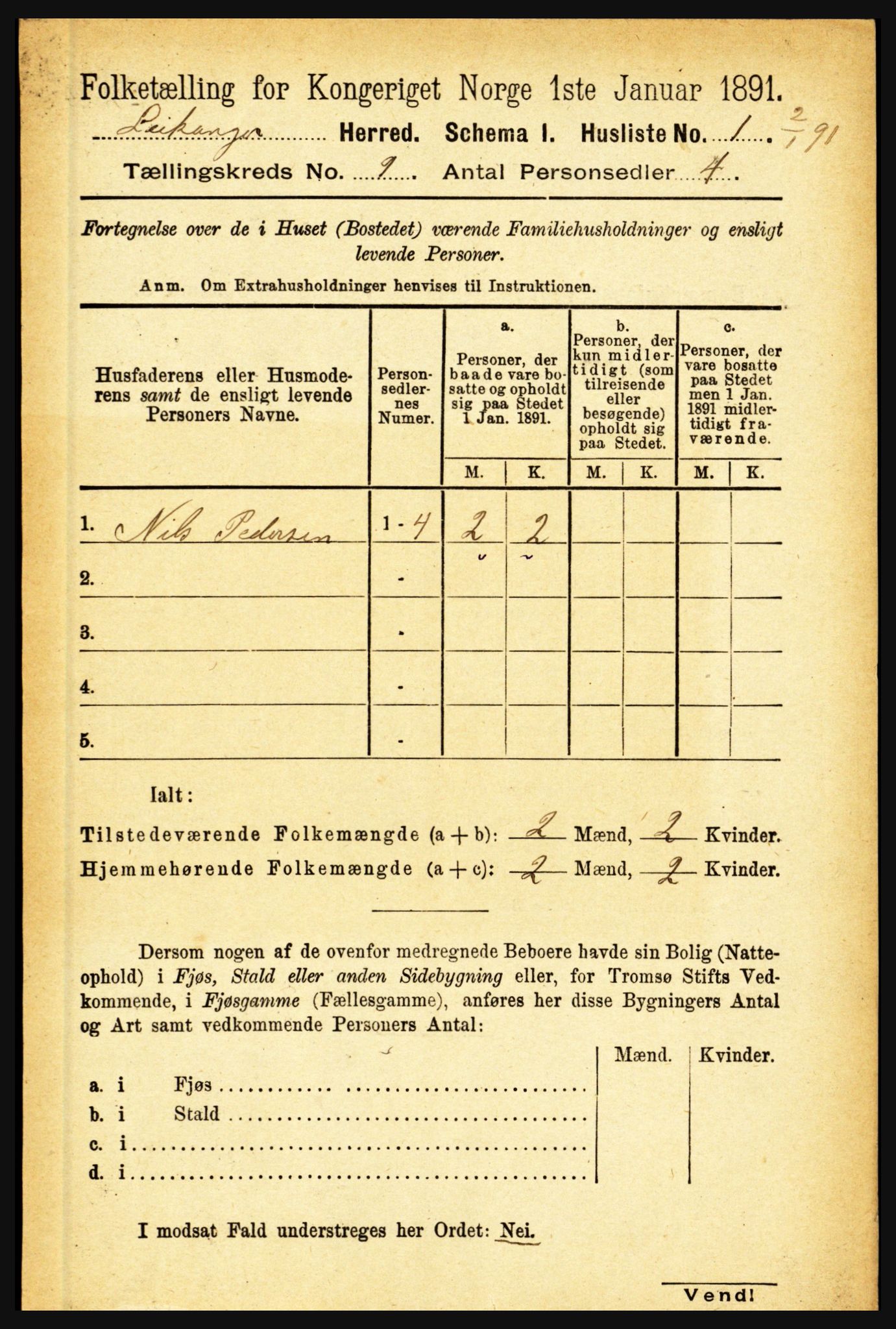 RA, 1891 census for 1419 Leikanger, 1891, p. 1743