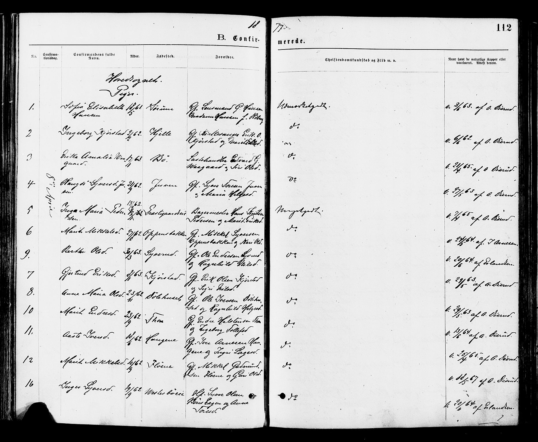 Nord-Aurdal prestekontor, AV/SAH-PREST-132/H/Ha/Haa/L0009: Parish register (official) no. 9, 1876-1882, p. 112