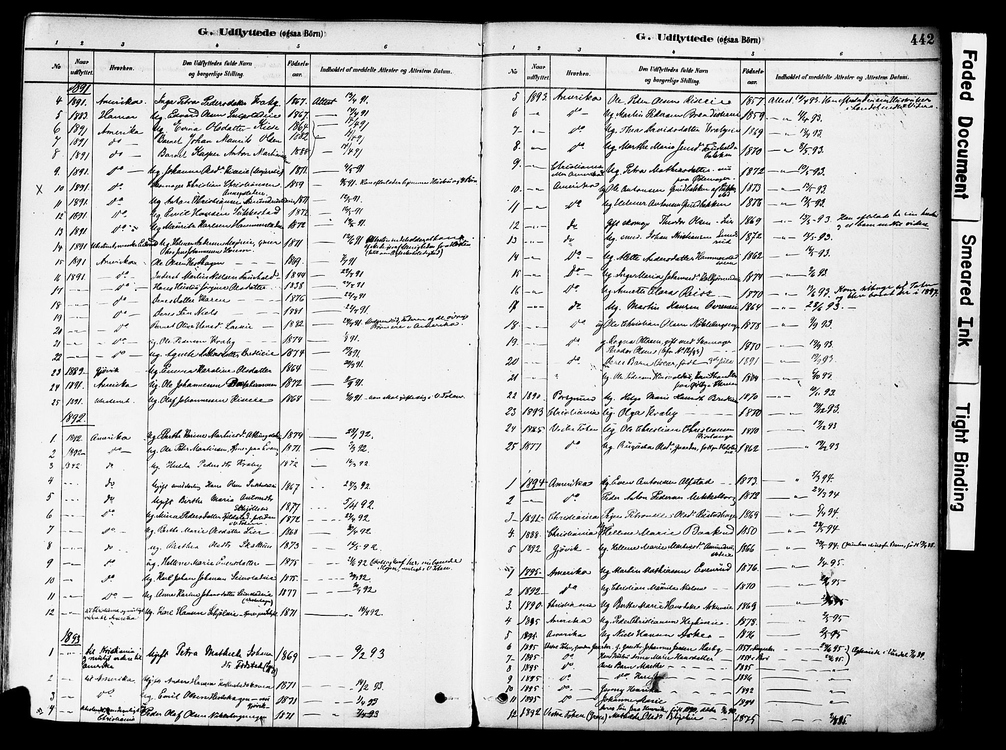 Østre Toten prestekontor, SAH/PREST-104/H/Ha/Haa/L0006: Parish register (official) no. 6 /1, 1878-1896, p. 442