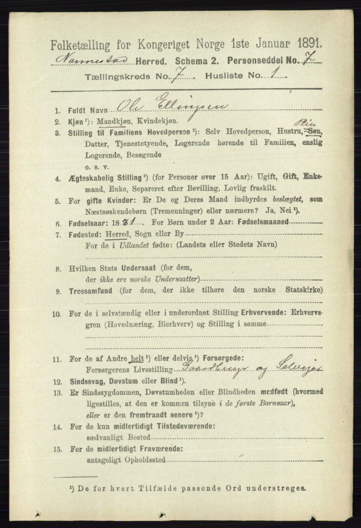 RA, 1891 census for 0238 Nannestad, 1891, p. 3747