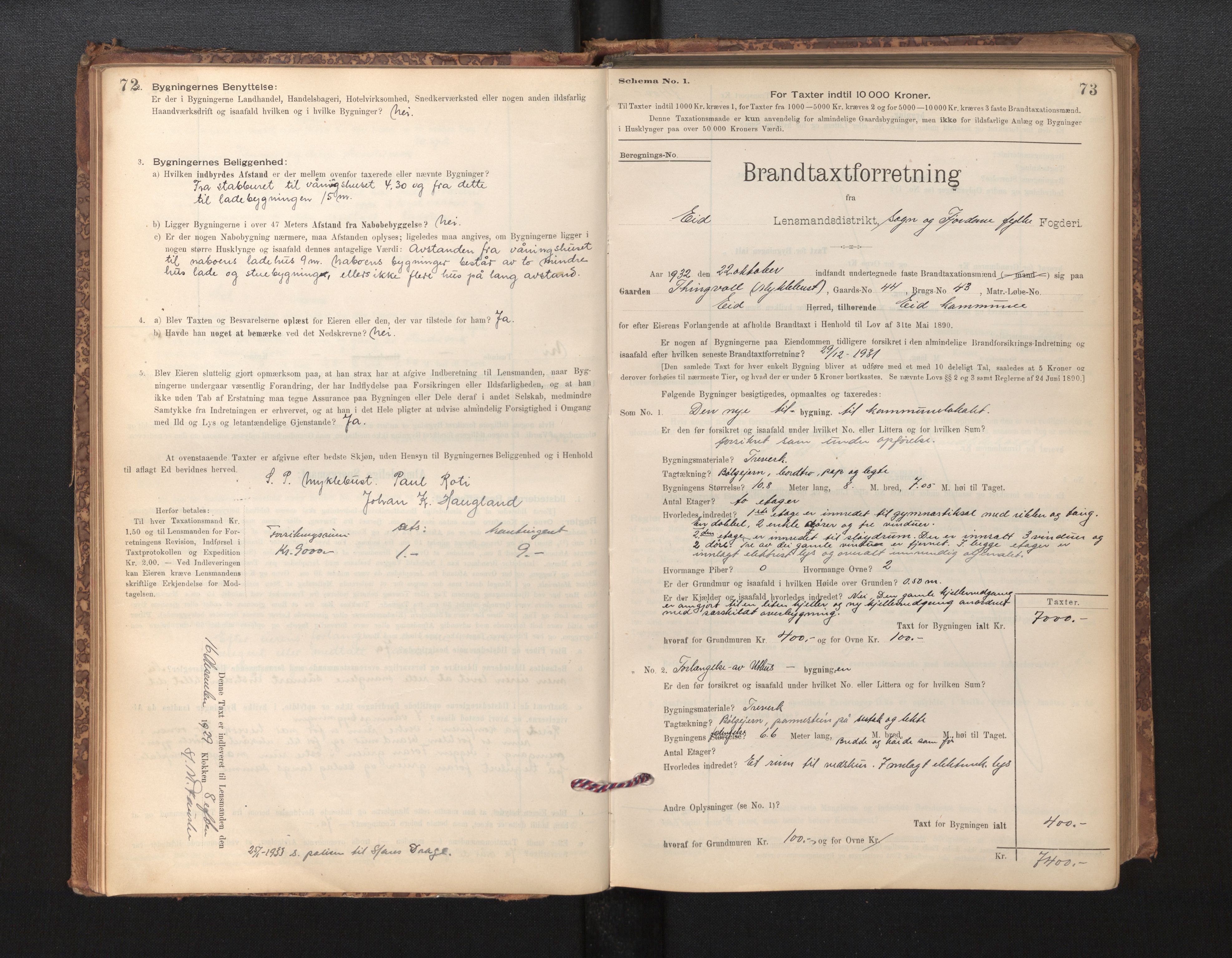 Lensmannen i Eid, SAB/A-27001/0012/L0007: Branntakstprotokoll, skjematakst, 1896-1929, p. 72-73