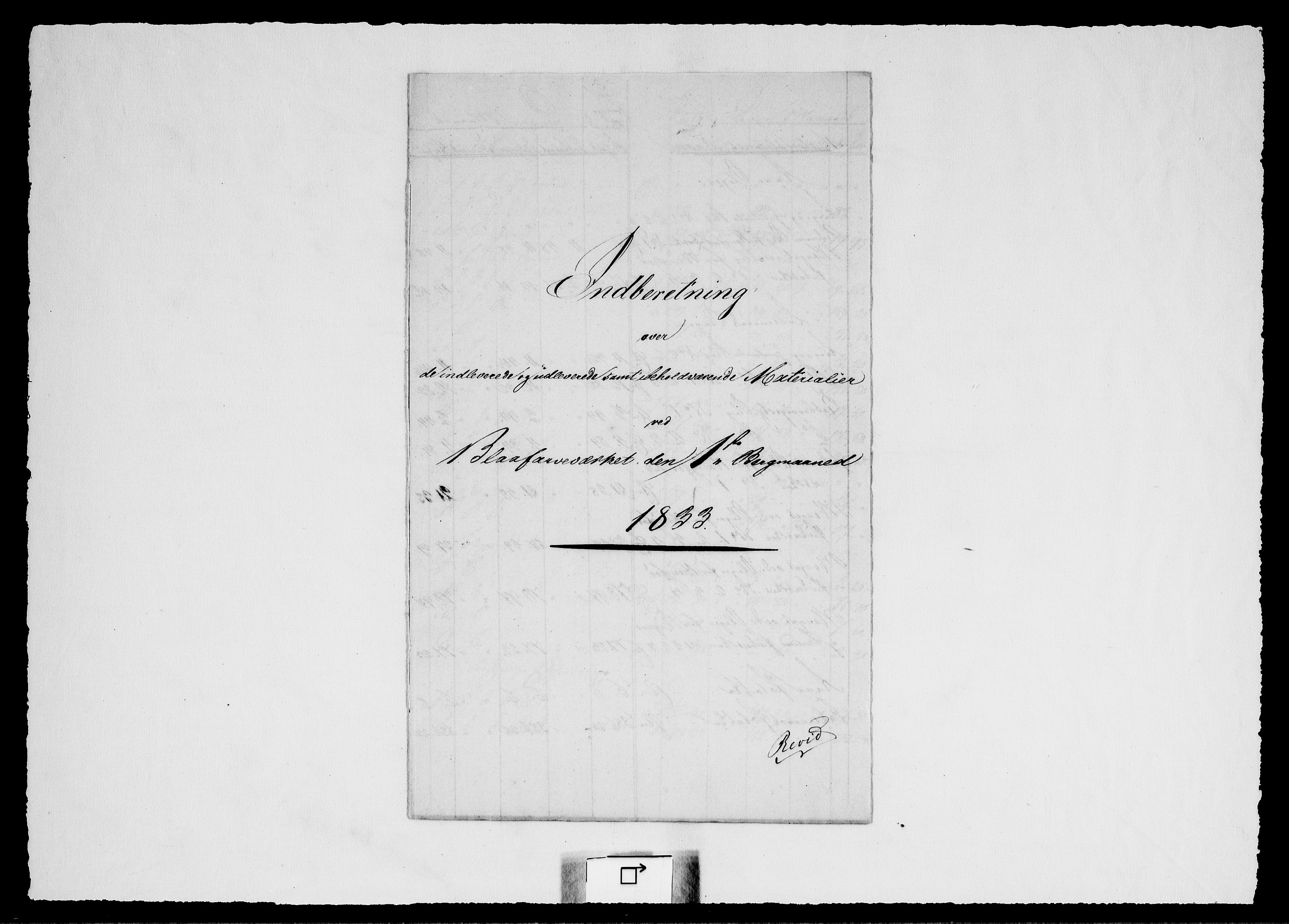 Modums Blaafarveværk, RA/PA-0157/G/Gd/Gdd/L0247/0001: -- / Summarisk Beregning over de indkomne og udleverede Materialier, 1833-1835, p. 2