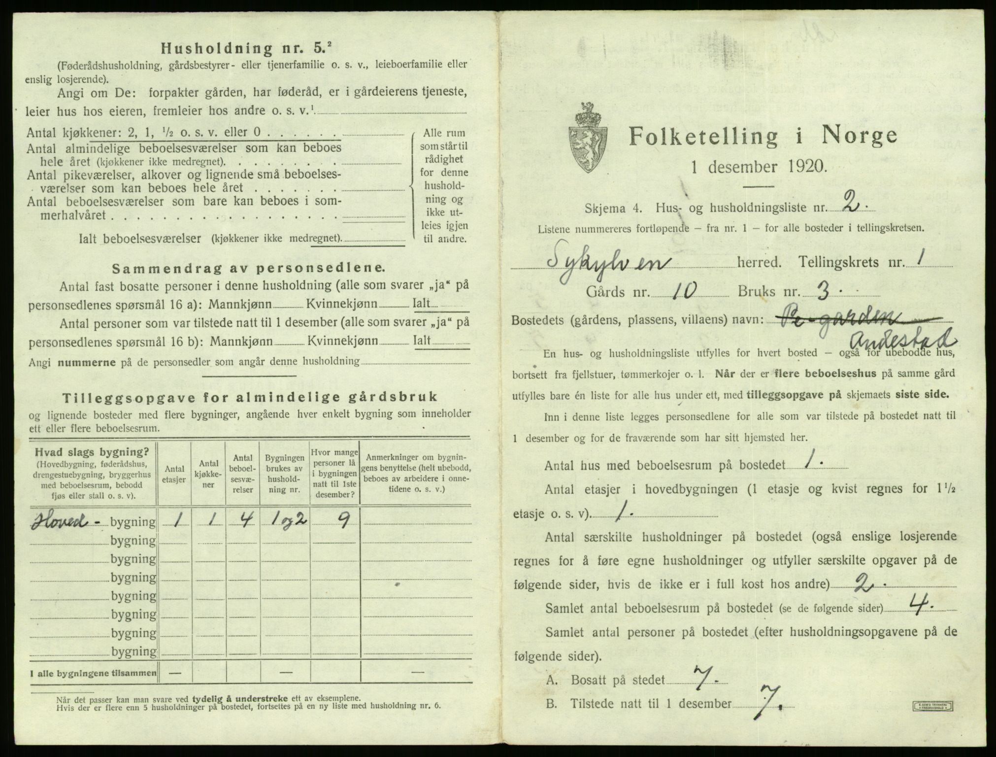 SAT, 1920 census for Sykkylven, 1920, p. 49