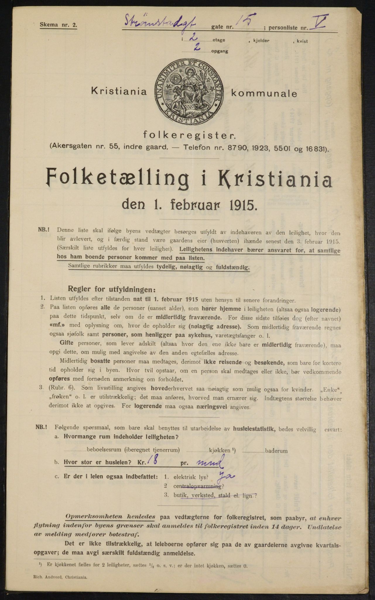 OBA, Municipal Census 1915 for Kristiania, 1915, p. 104104