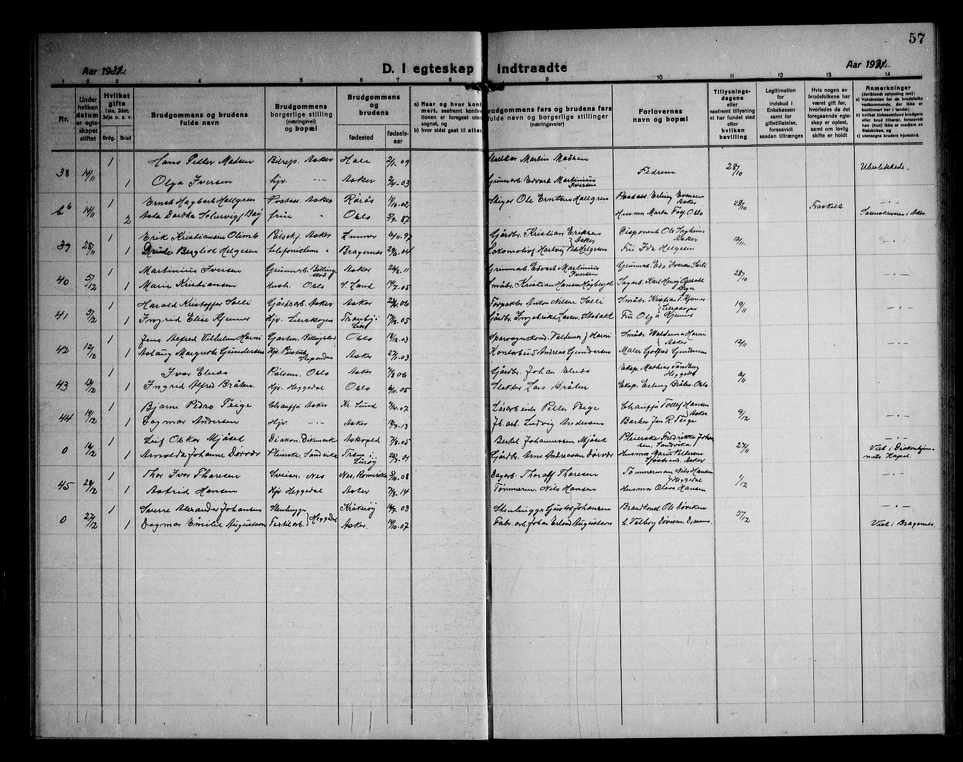 Asker prestekontor Kirkebøker, SAO/A-10256a/F/Fa/L0020: Parish register (official) no. I 20, 1918-1948, p. 57