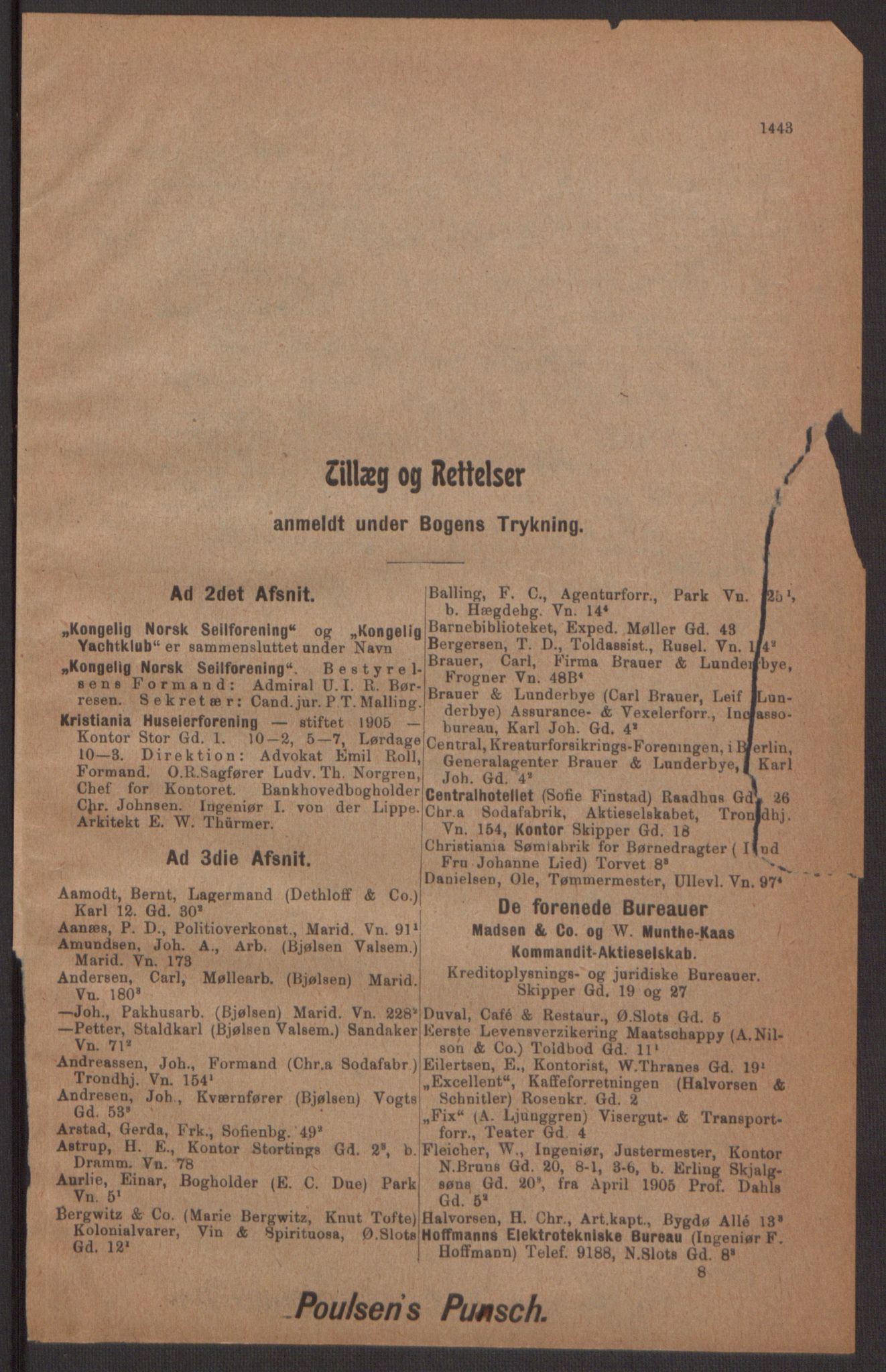 Kristiania/Oslo adressebok, PUBL/-, 1905, p. 1443