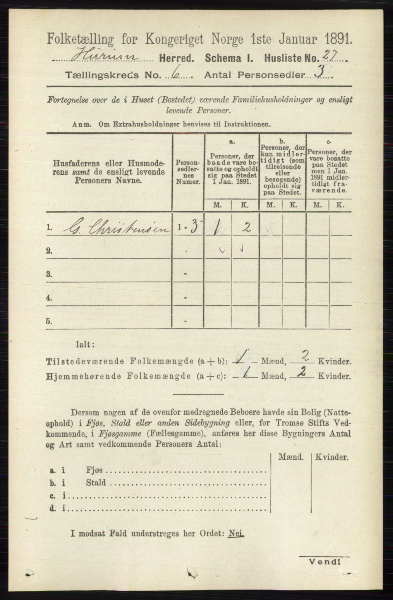 RA, 1891 census for 0628 Hurum, 1891, p. 1963